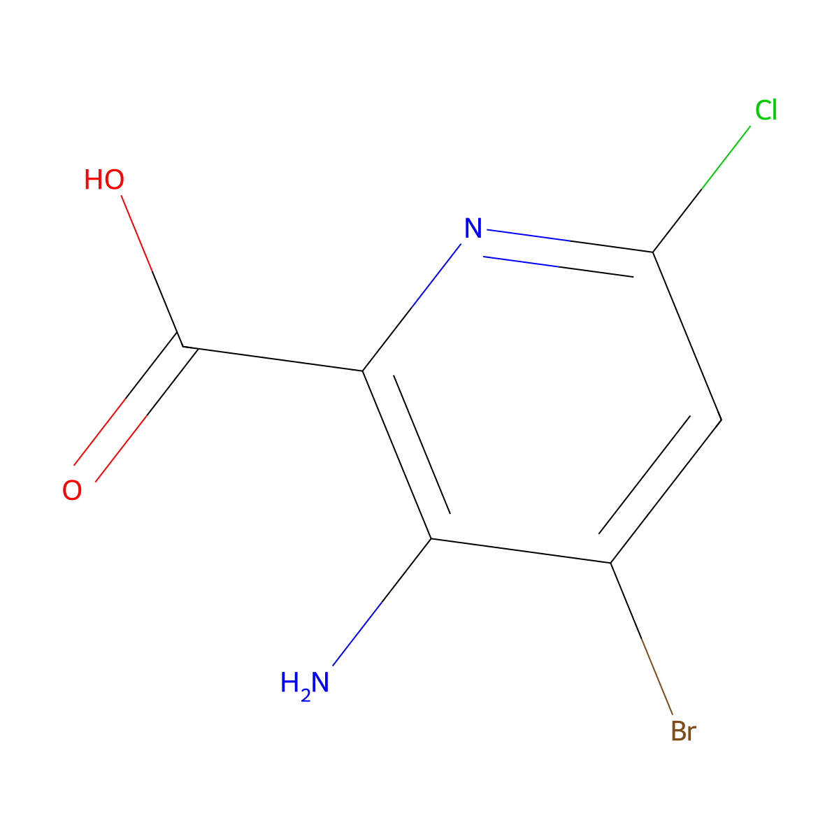 3-Amino-4-bromo-6-chloropicolinic acid molecular structure, CAS 1073182-90-7