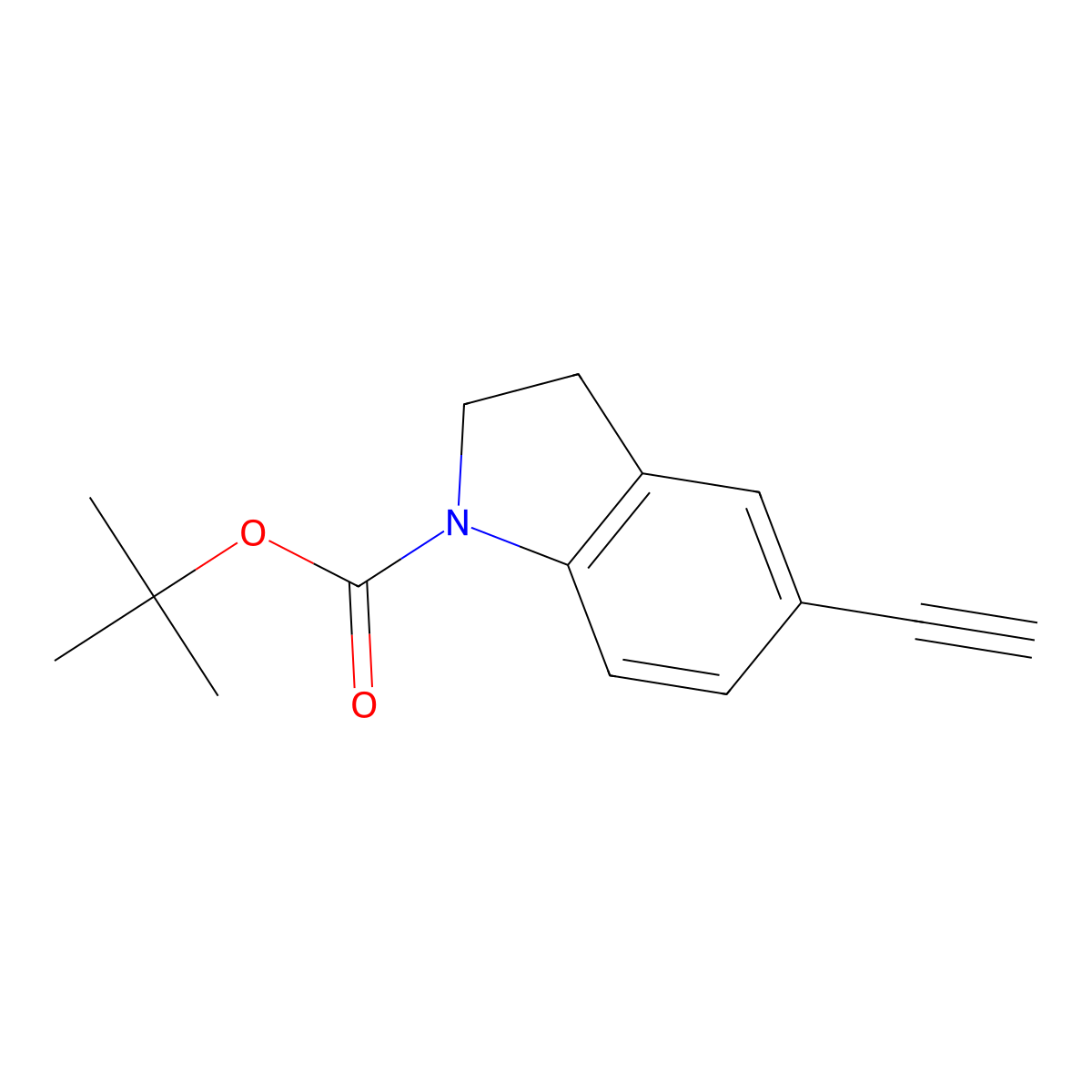 tert-butyl 5-ethynyl-2,3-dihydro-1H-indole-1-carboxylate molecular structure, CAS 1073191-24-8