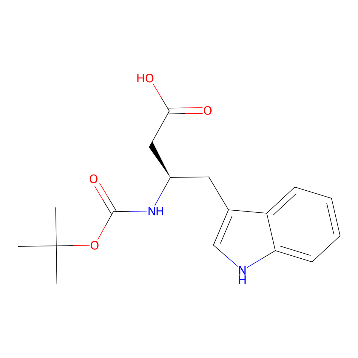 (R)-3-((tert-Butoxycarbonyl)amino)-4-(1H-indol-3-yl)butanoic acid molecular structure, CAS 1073269-91-6