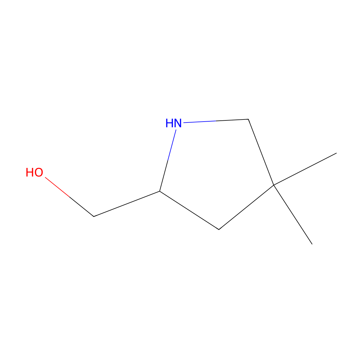 (4,4-Dimethylpyrrolidin-2-yl)methanol molecular structure, CAS 1073283-04-1