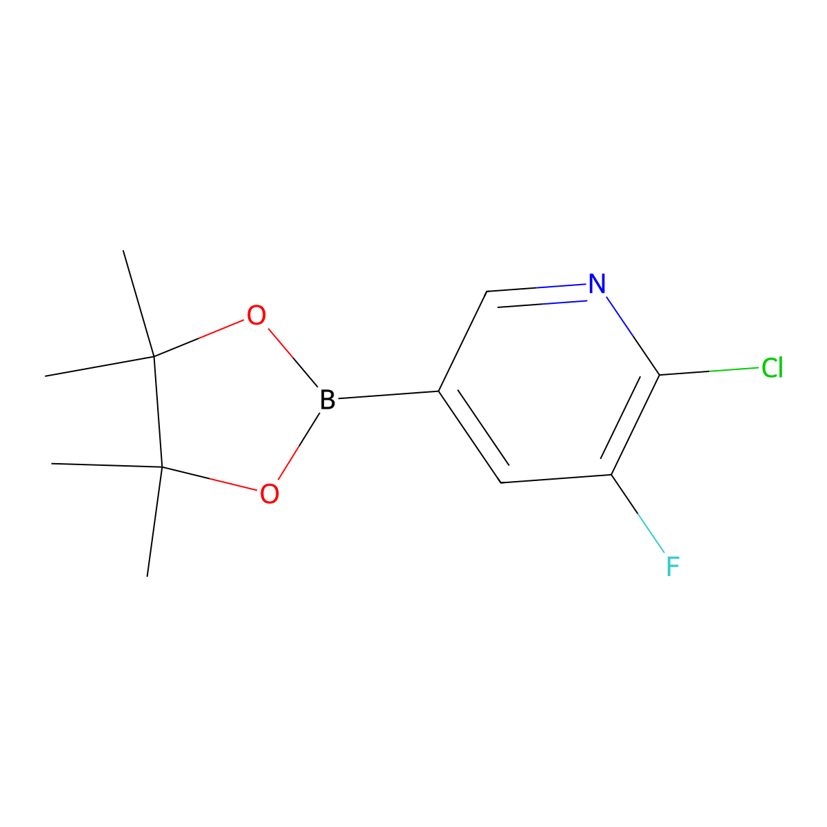 2-Chloro-3-fluoro-5-(4,4,5,5-tetramethyl-1,3,2-dioxaborolan-2-yl)pyridine molecular structure, CAS 1073312-28-3
