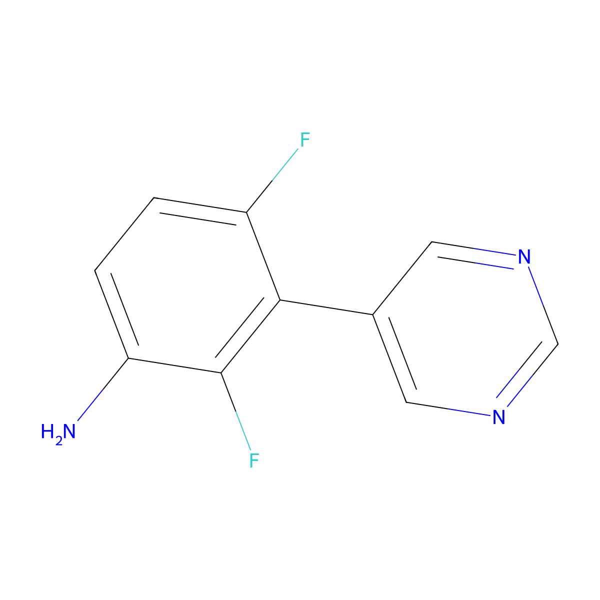2,4-Difluoro-3-(pyrimidin-5-YL)aniline molecular structure, CAS 107333-19-7