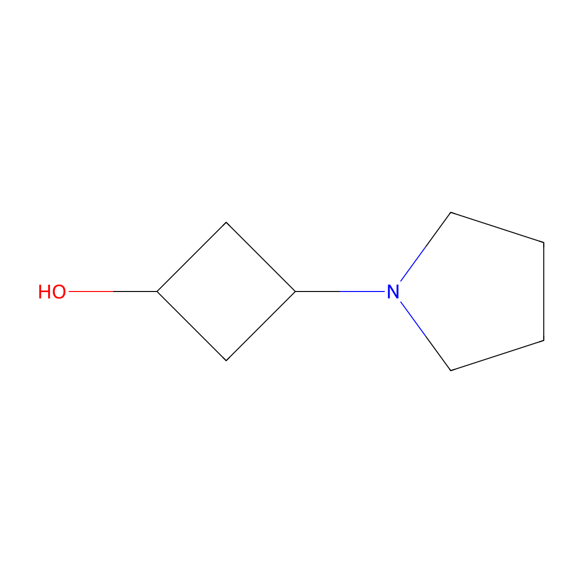 3-(Pyrrolidin-1-yl)cyclobutan-1-ol molecular structure, CAS 1073338-39-2