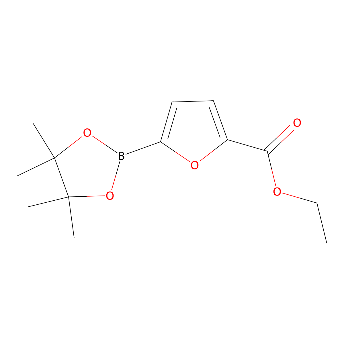 Ethyl 5-(4,4,5,5-tetramethyl-1,3,2-dioxaborolan-2-YL)furan-2-carboxylate molecular structure, CAS 1073338-92-7