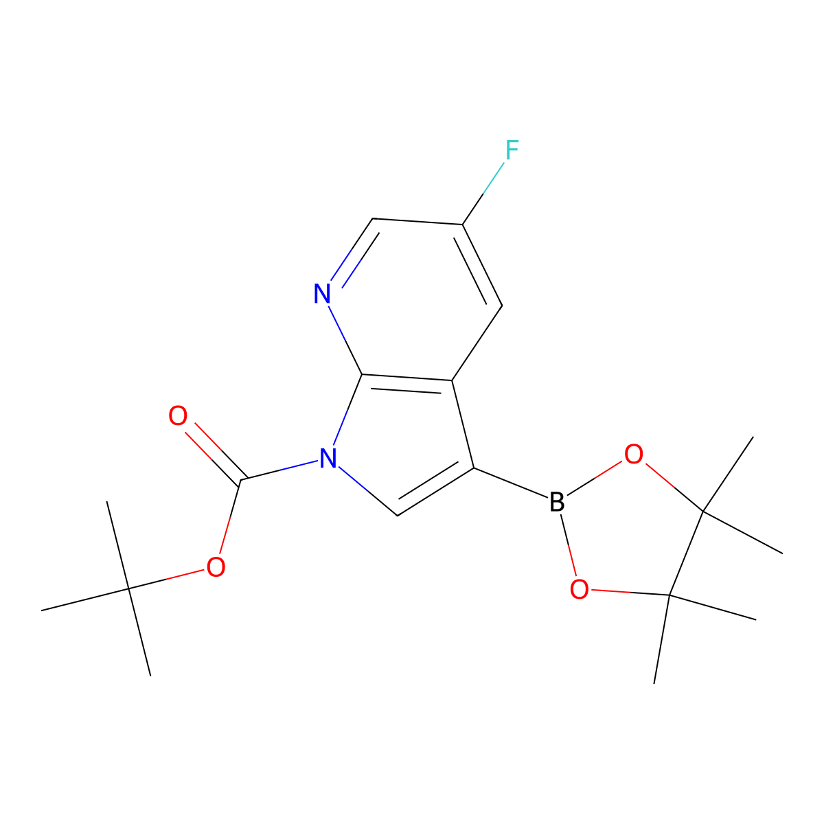 Tert-butyl 5-fluoro-3-(4,4,5,5-tetramethyl-1,3,2-dioxaborolan-2-YL)-1H-pyrrolo[2,3-B]pyridine-1-carboxylate molecular structure, CAS 1073338-93-8