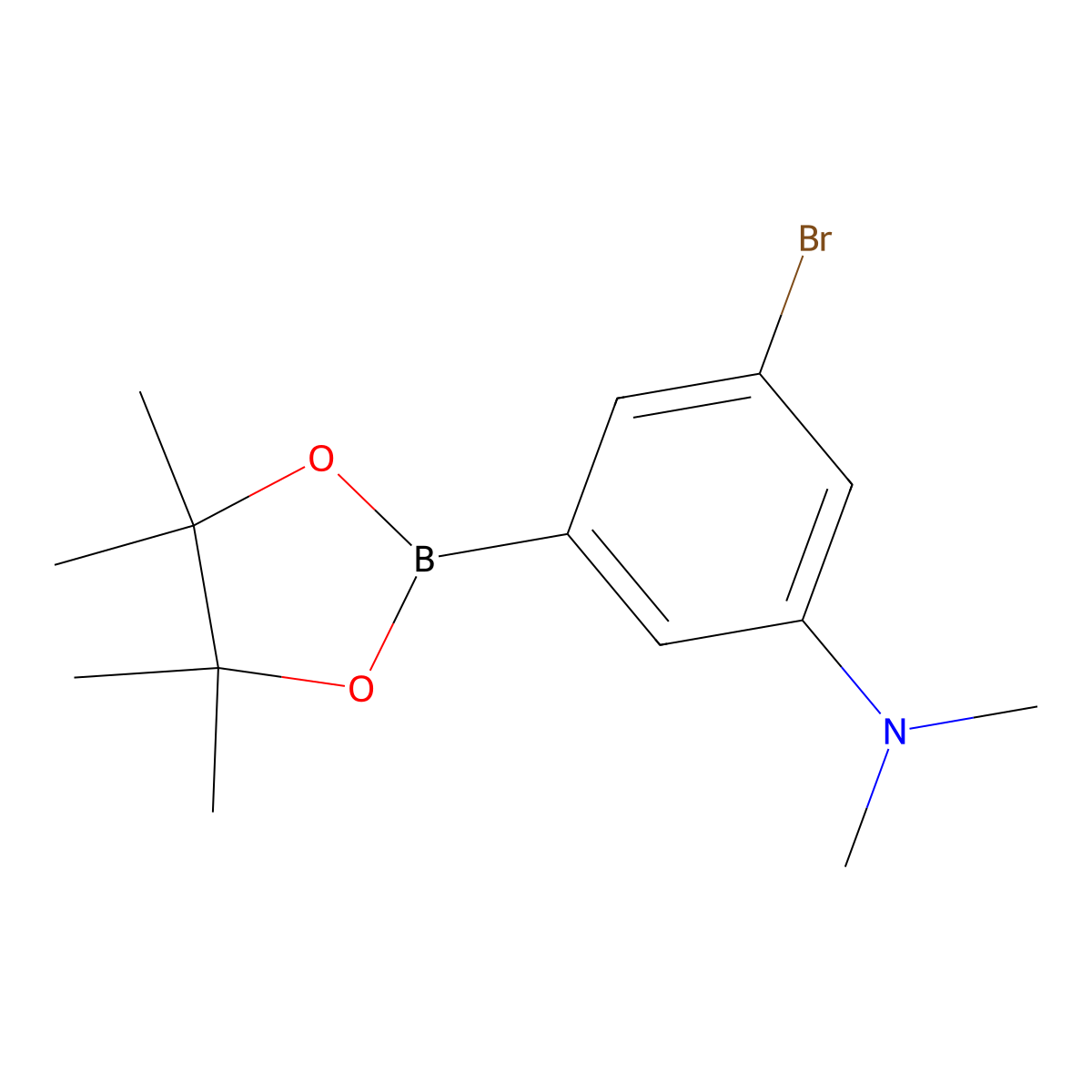 3-Bromo-N,N-dimethyl-5-(4,4,5,5-tetramethyl-1,3,2-dioxaborolan-2-YL)aniline molecular structure, CAS 1073338-98-3