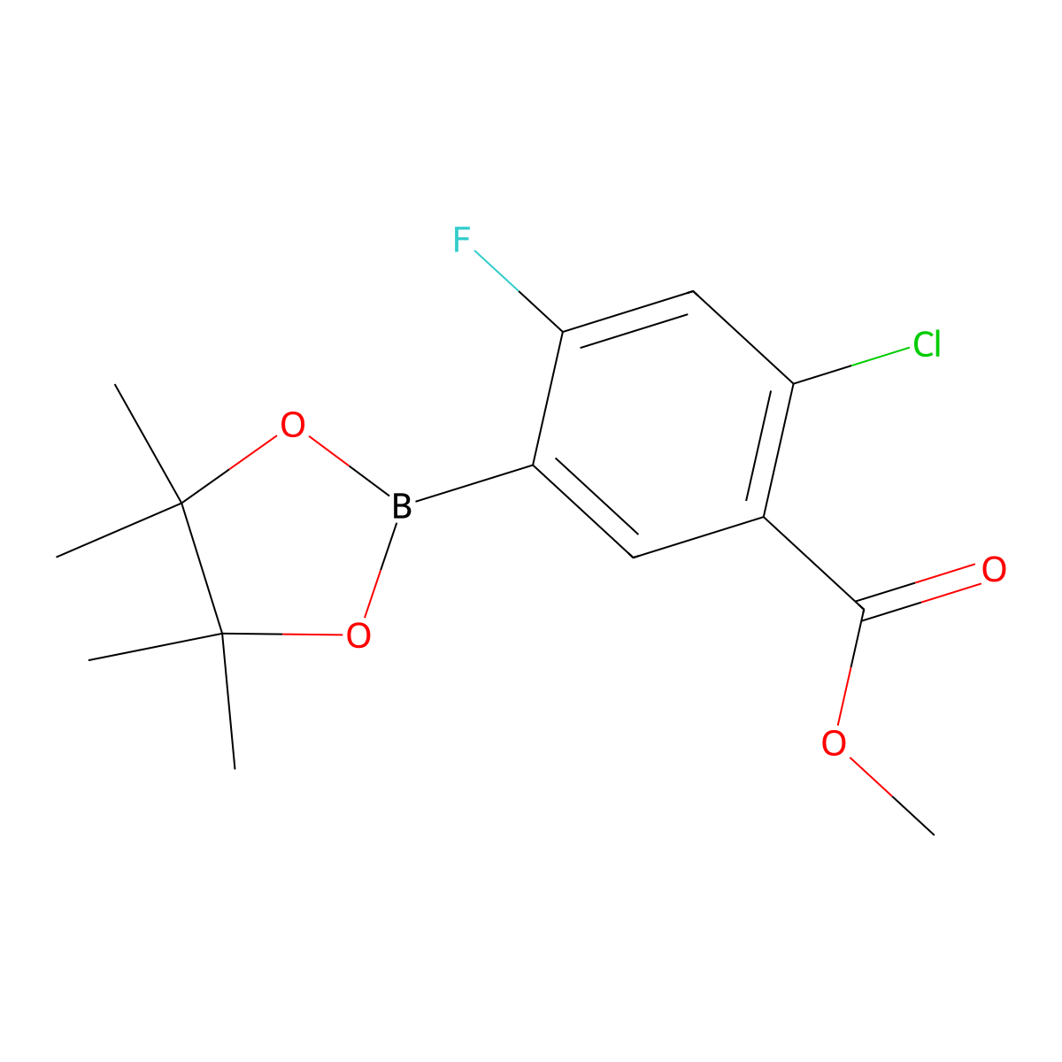 4-Chloro-2-fluoro-5-(methoxycarbonyl)phenylboronic acid, pinacol ester molecular structure, CAS 1073339-13-5