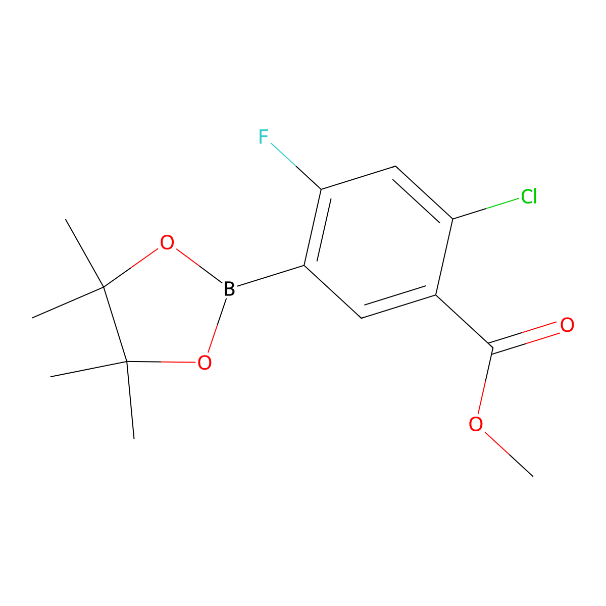 4-Chloro-2-fluoro-5-(methoxycarbonyl)phenylboronic acid, pinacol ester molecular structure, CAS 1073339-13-5