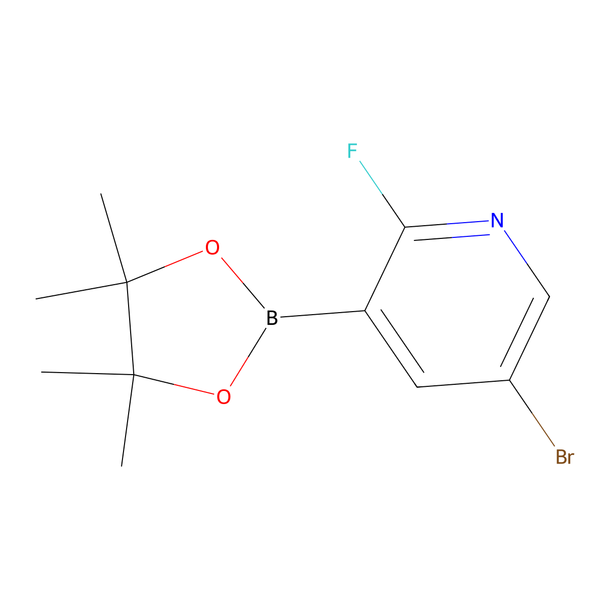 5-Bromo-2-fluoro-3-(4,4,5,5-tetramethyl-1,3,2-dioxaborolan-2-yl)pyridine molecular structure, CAS 1073353-50-0