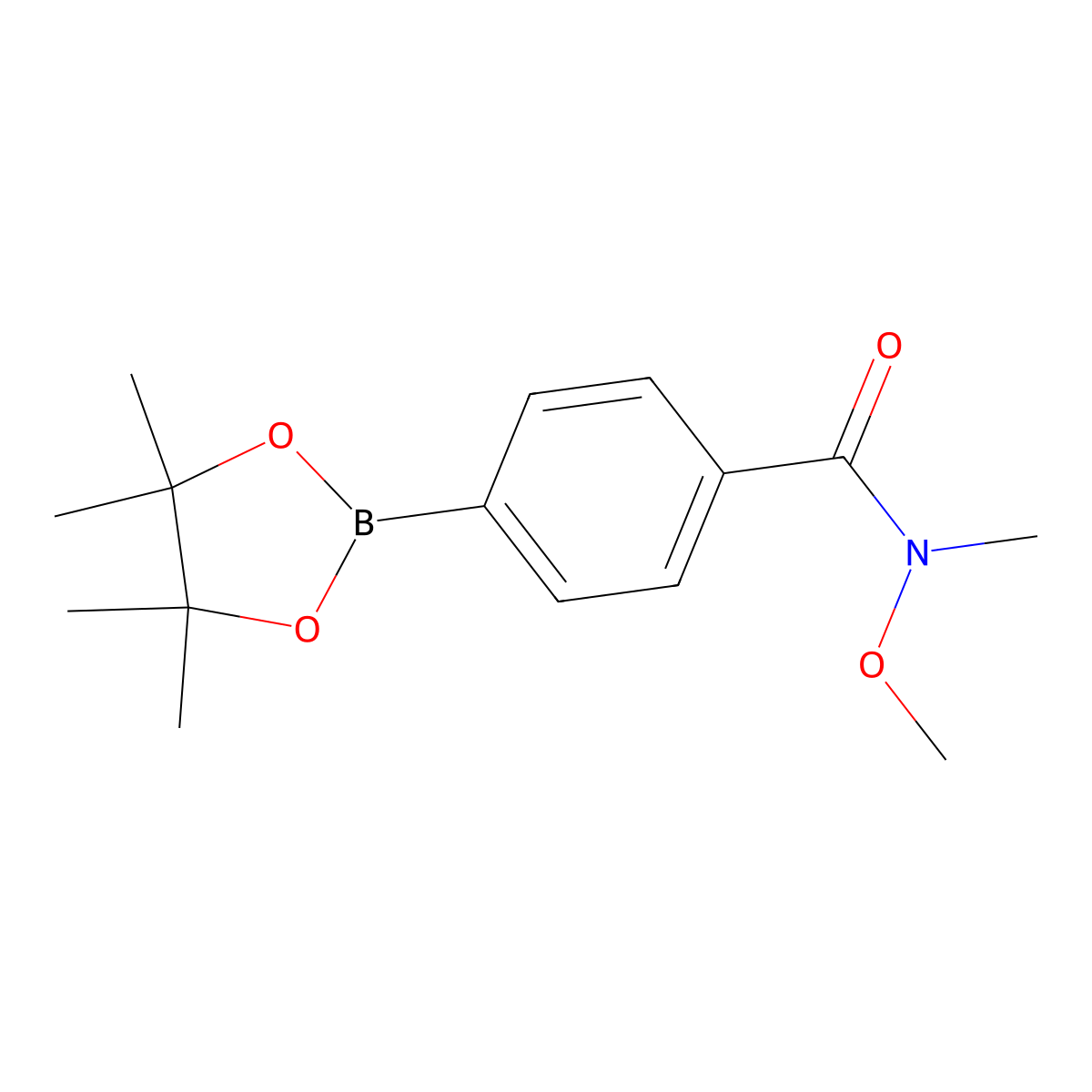 N-methoxy-N-methyl-4-(tetramethyl-1,3,2-dioxaborolan-2-yl)benzamide molecular structure, CAS 1073353-58-8