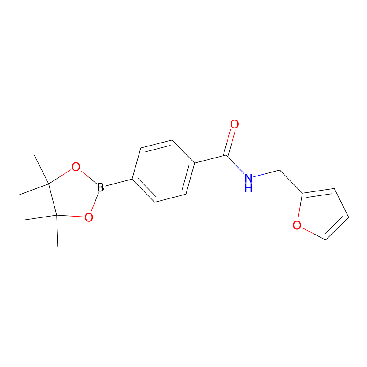 (4-(Furfurylamino-1-carbonyl)phenyl) boronic acid pinacol ester molecular structure, CAS 1073353-59-9