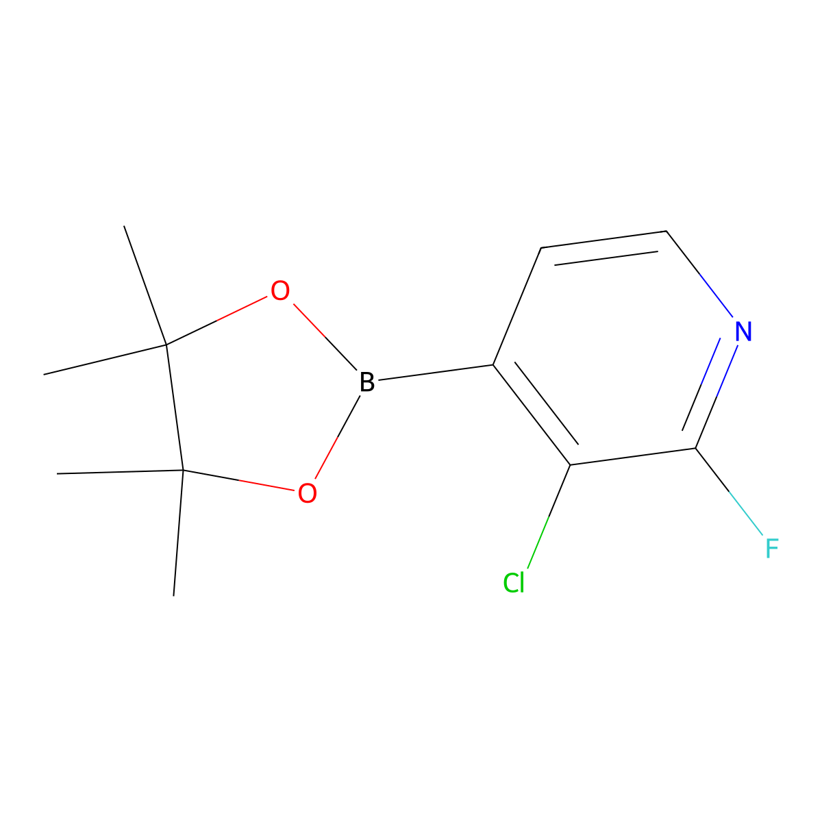 3-Chloro-2-fluoro-4-(4,4,5,5-tetramethyl-1,3,2-dioxaborolan-2-yl)pyridine molecular structure, CAS 1073353-71-5