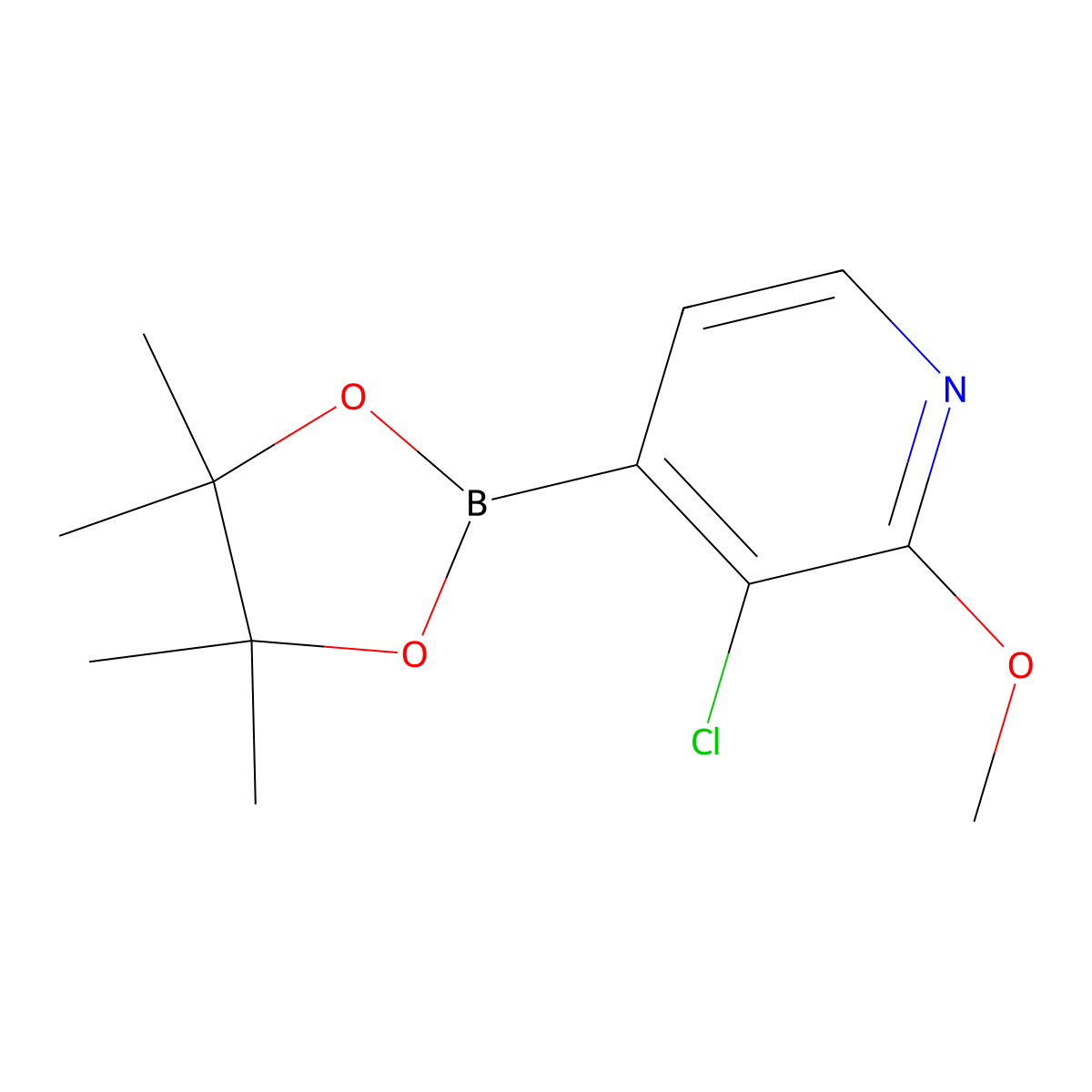 3-Chloro-2-methoxy-4-(4,4,5,5-tetramethyl-1,3,2-dioxaborolan-2-yl)pyridine molecular structure, CAS 1073353-73-7