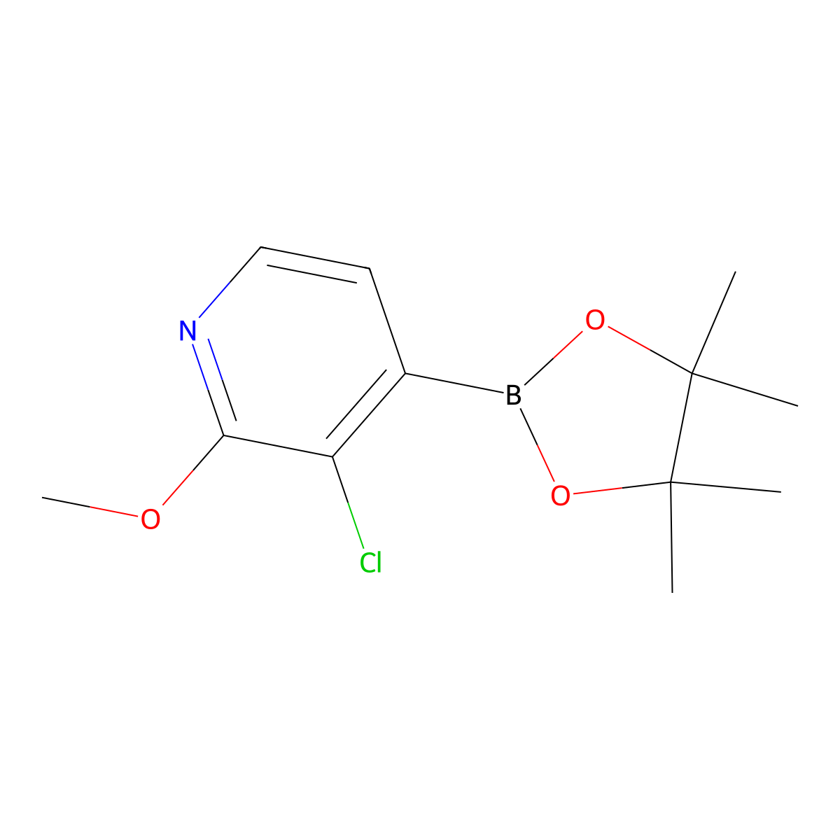 3-Chloro-2-methoxy-4-(4,4,5,5-tetramethyl-1,3,2-dioxaborolan-2-yl)pyridine molecular structure, CAS 1073353-73-7
