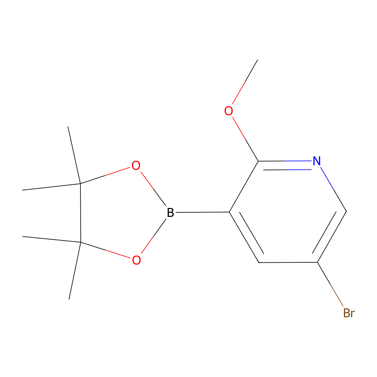 5-Bromo-2-methoxy-3-(4,4,5,5-tetramethyl-1,3,2-dioxaborolan-2-YL)pyridine molecular structure, CAS 1073353-75-9