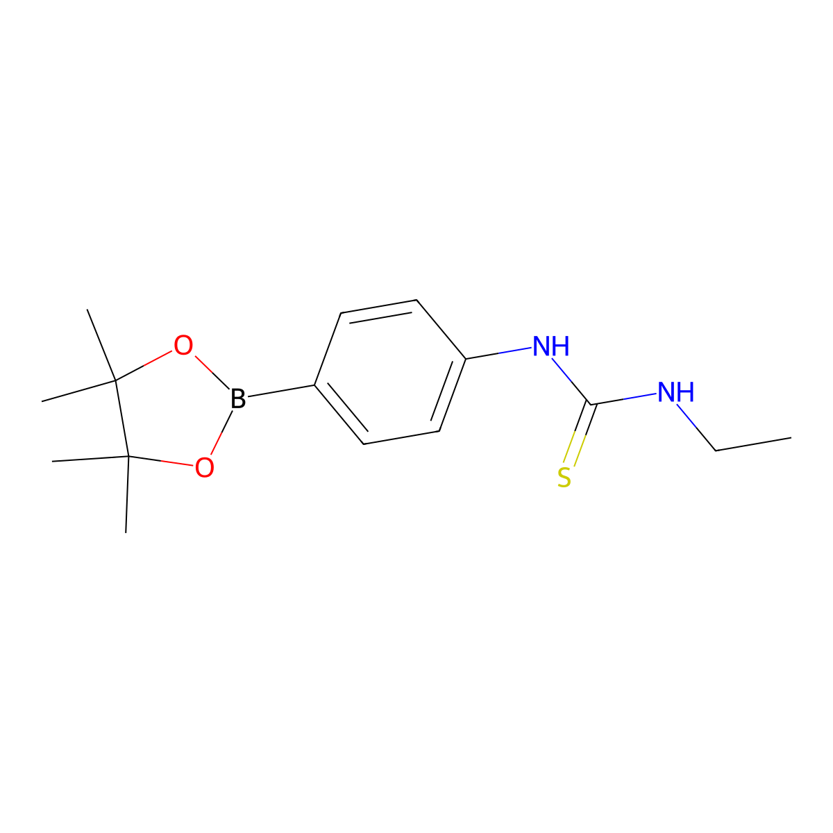 1-Ethyl-3-(4-(4,4,5,5-tetramethyl-1,3,2-dioxaborolan-2-yl)phenyl)thiourea molecular structure, CAS 1073353-86-2