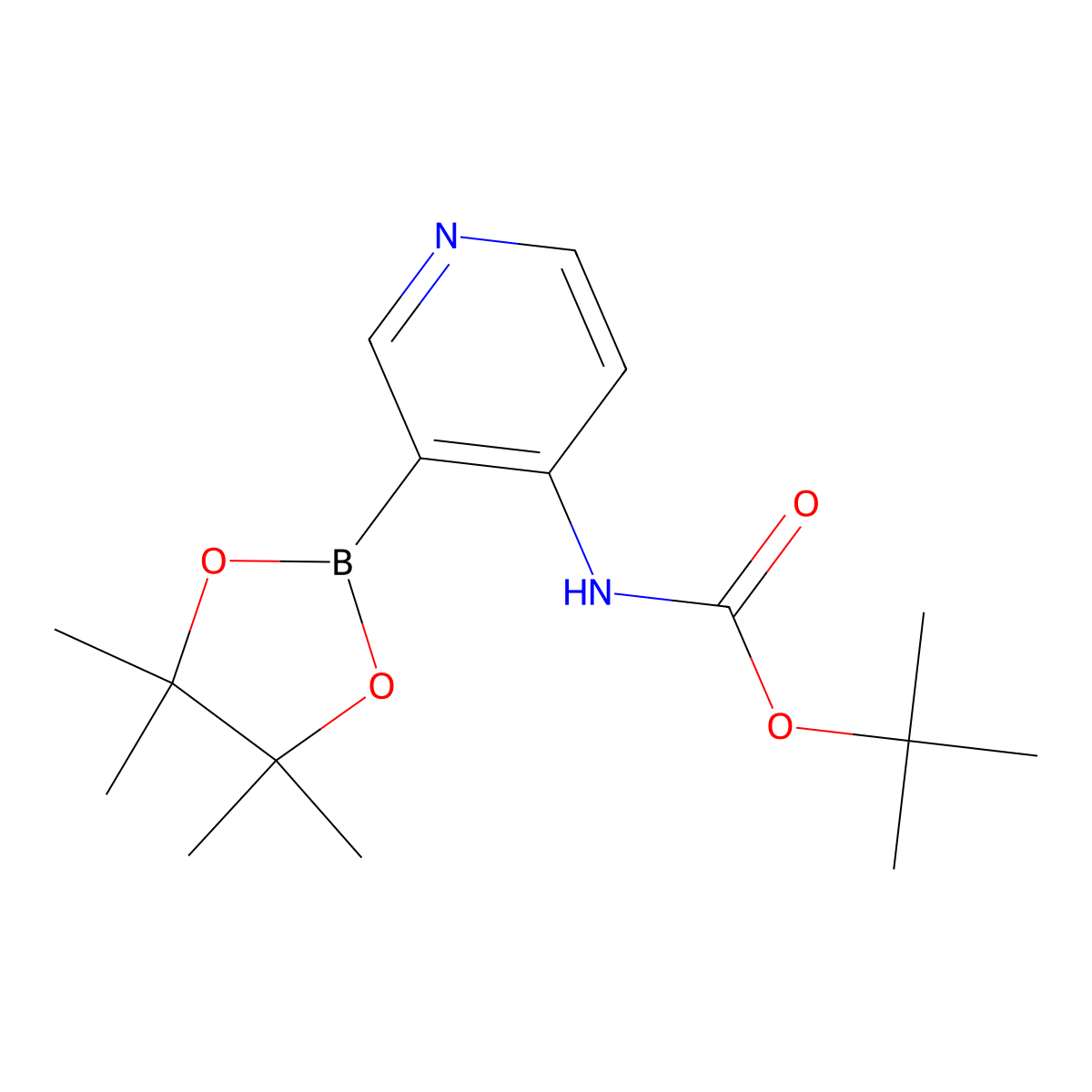 tert-Butyl (3-(4,4,5,5-tetramethyl-1,3,2-dioxaborolan-2-yl)pyridin-4-yl)carbamate molecular structure, CAS 1073354-02-5