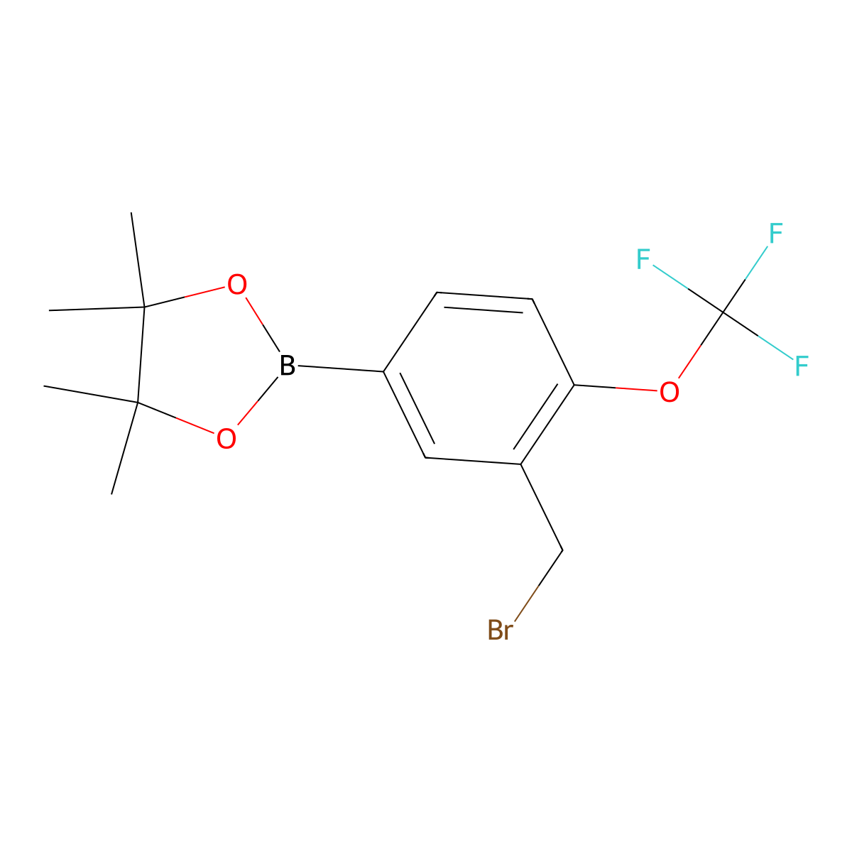 2-[3-(Bromomethyl)-4-(trifluoromethoxy)phenyl]-4,4,5,5-tetramethyl-1,3,2-dioxaborolane molecular structure, CAS 1073354-06-9