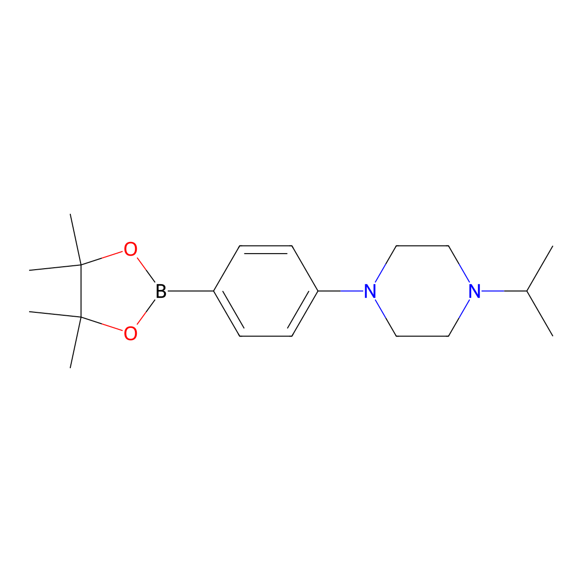 1-Isopropyl-4-(4-(4,4,5,5-tetramethyl-1,3,2-dioxaborolan-2-yl)phenyl)piperazine molecular structure, CAS 1073354-18-3
