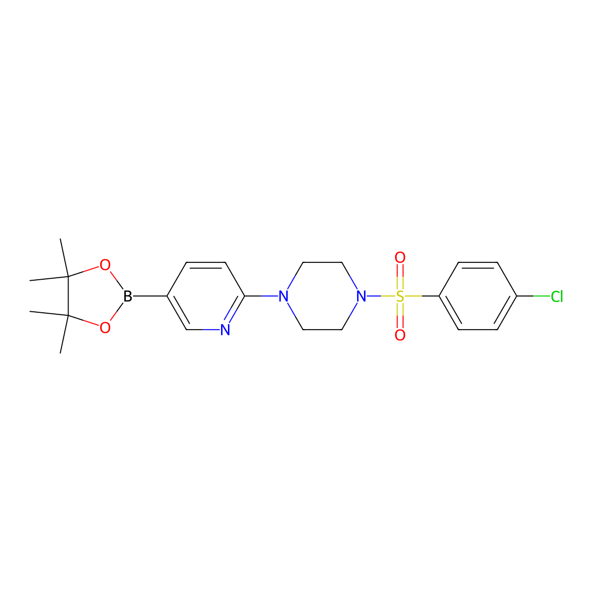 2-[4-(4-Chlorophenylsulfonyl)Piperazin-1-Yl]Pyridine-5-Boronic Acid, Pinacol Ester molecular structure, CAS 1073354-20-7