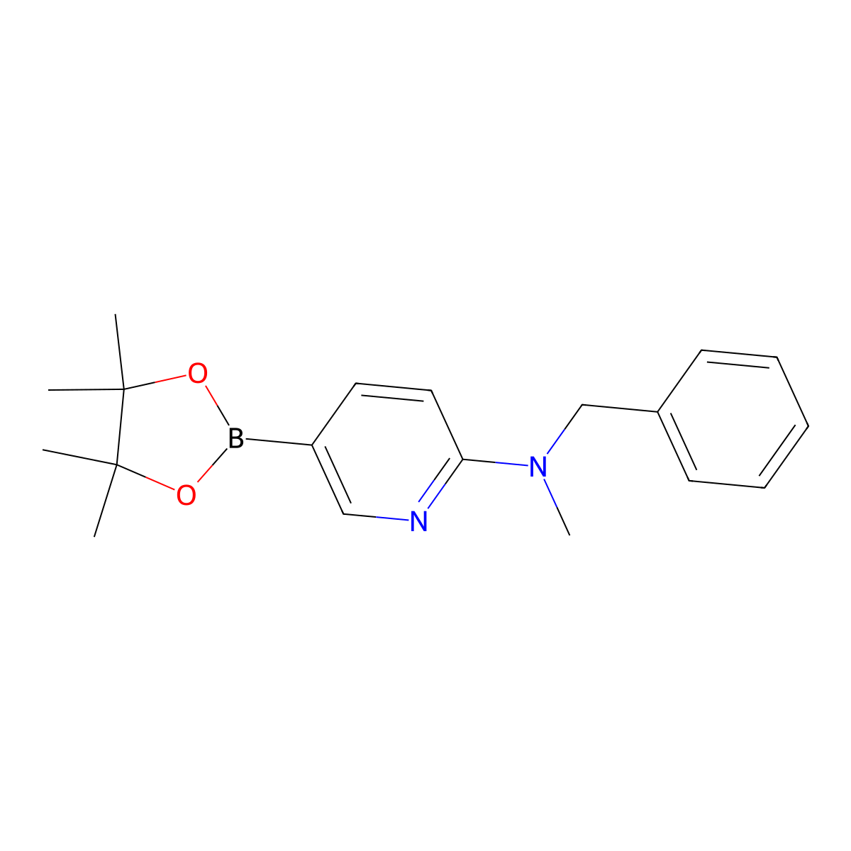 N-benzyl-N-methyl-5-(4,4,5,5-tetramethyl-1,3,2-dioxaborolan-2-yl)pyridin-2-amine molecular structure, CAS 1073354-30-9