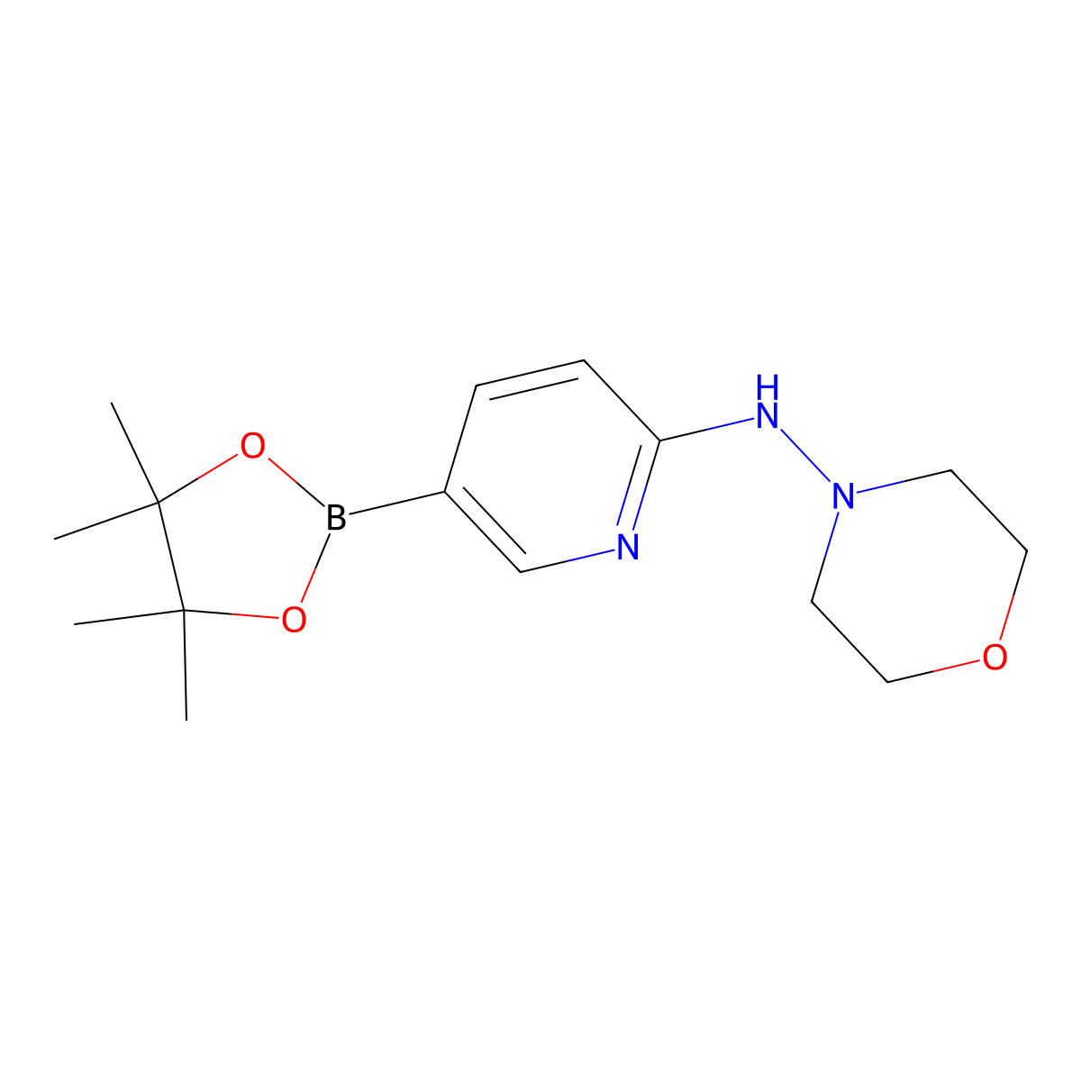 N-(5-(4,4,5,5-Tetramethyl-1,3,2-dioxaborolan-2-yl)pyridin-2-yl)morpholin-4-amine molecular structure, CAS 1073354-38-7