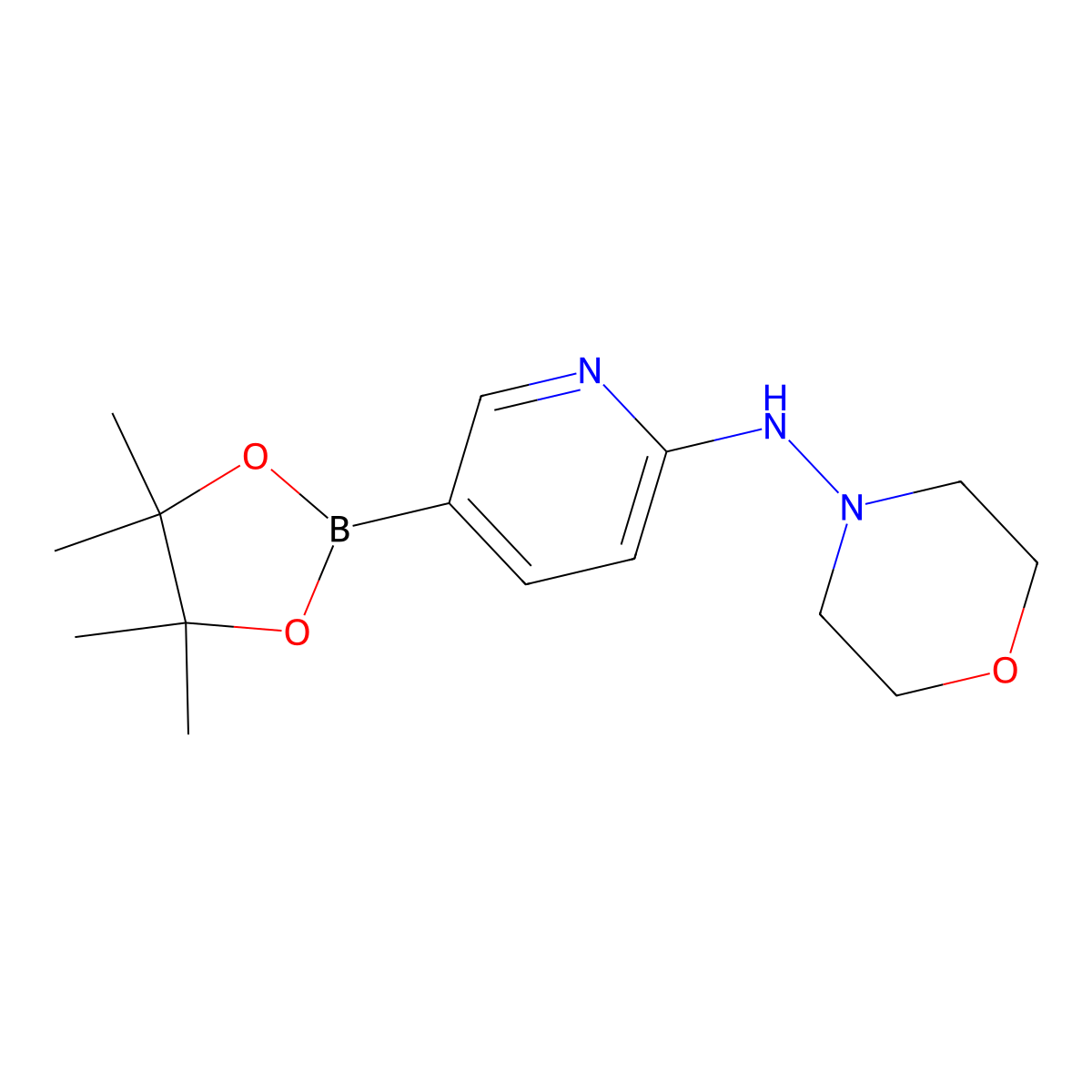 N-(5-(4,4,5,5-Tetramethyl-1,3,2-dioxaborolan-2-yl)pyridin-2-yl)morpholin-4-amine molecular structure, CAS 1073354-38-7