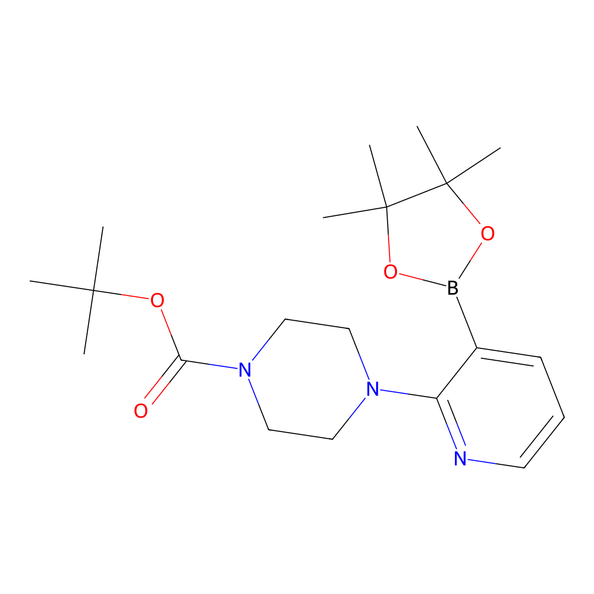 tert-Butyl 4-(3-(4,4,5,5-tetramethyl-1,3,2-dioxaborolan-2-yl)pyridin-2-yl)piperazine-1-carboxylate molecular structure, CAS 1073354-42-3
