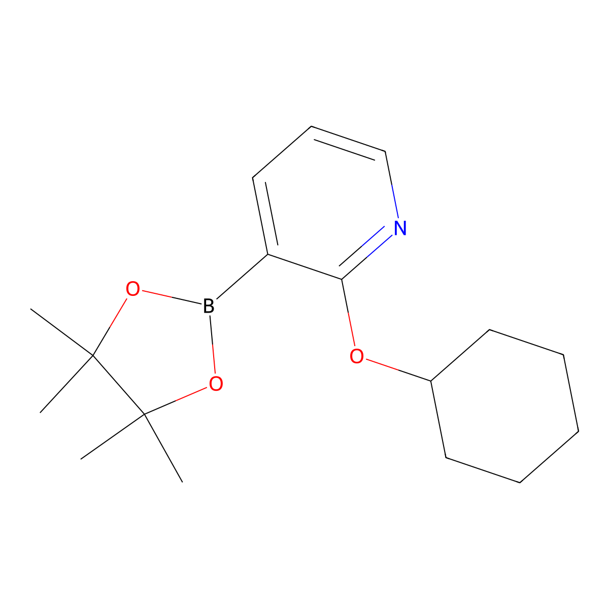 2-(Cyclohexyloxy)-3-(4,4,5,5-tetramethyl-1,3,2-dioxaborolan-2-YL)pyridine molecular structure, CAS 1073354-43-4