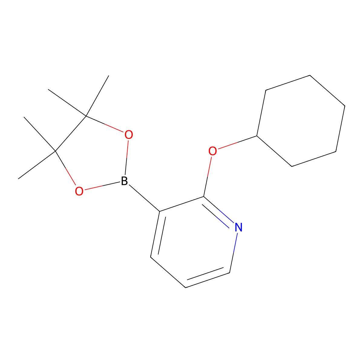 2-(Cyclohexyloxy)-3-(4,4,5,5-tetramethyl-1,3,2-dioxaborolan-2-YL)pyridine molecular structure, CAS 1073354-43-4