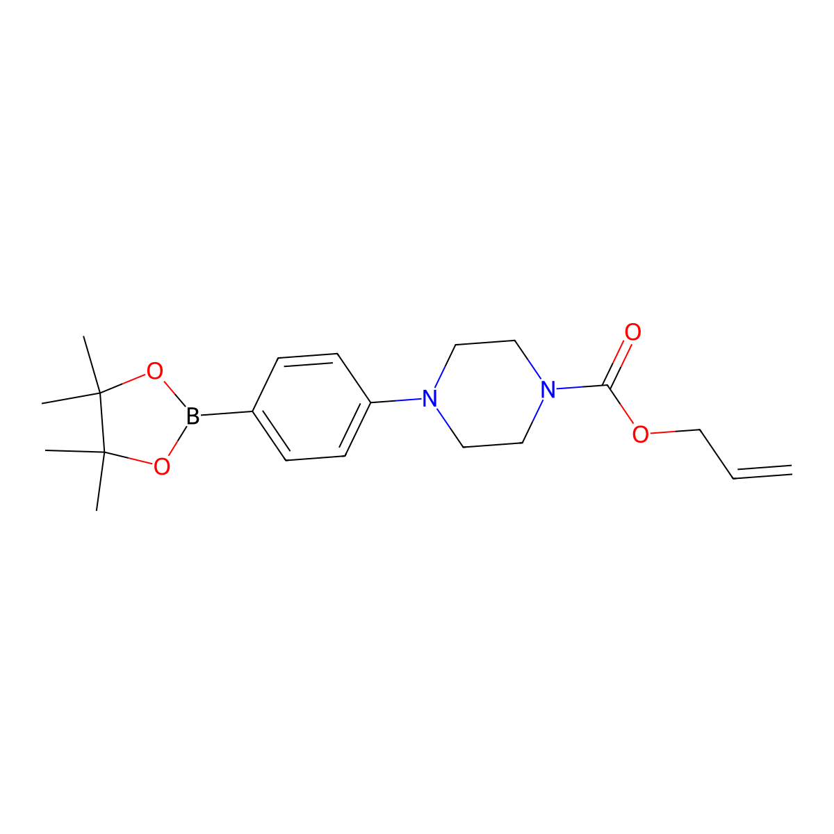 Allyl 4-(4-(4,4,5,5-tetramethyl-1,3,2-dioxaborolan-2-yl)phenyl)piperazine-1-carboxylate molecular structure, CAS 1073354-49-0