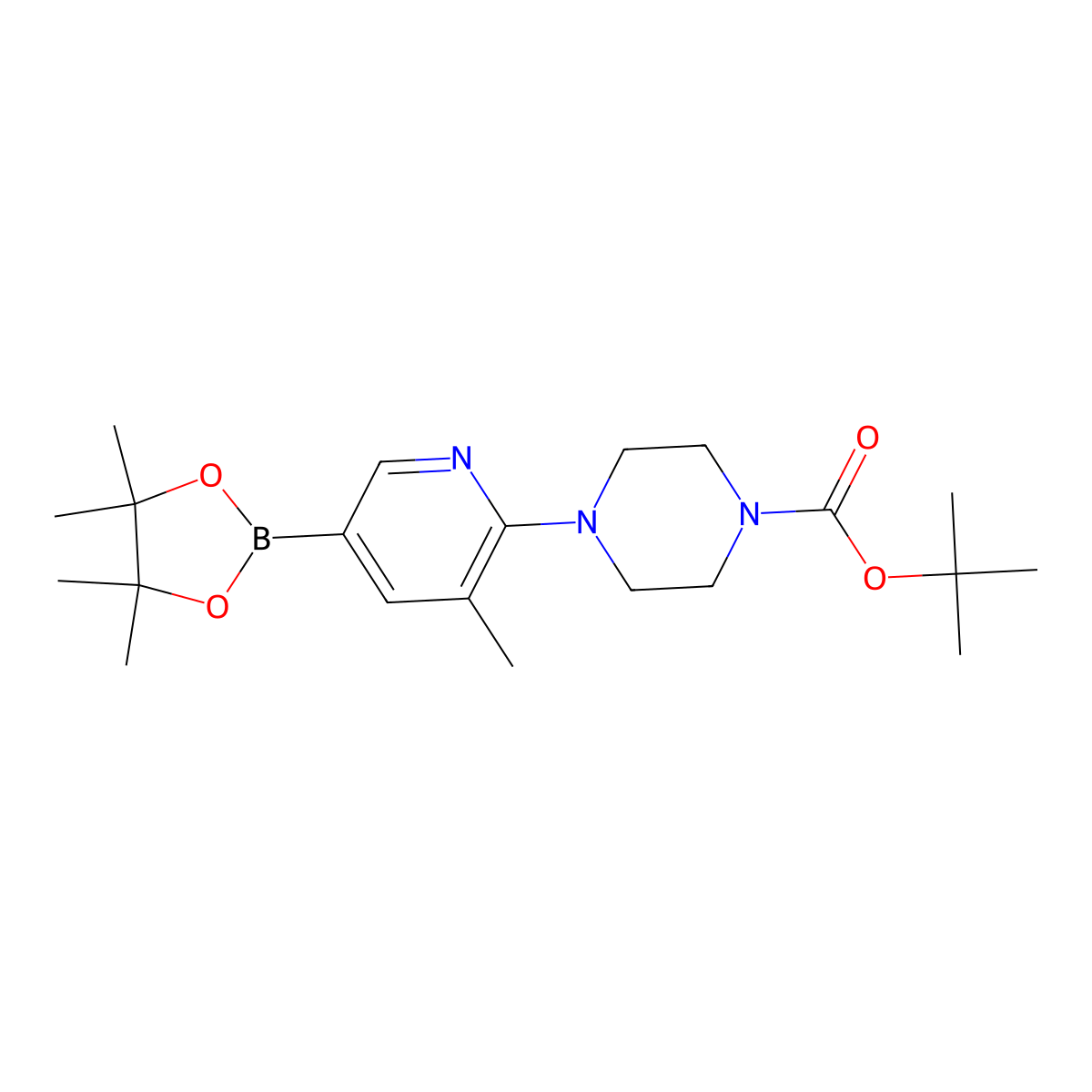 tert-Butyl 4-(3-methyl-5-(4,4,5,5-tetramethyl-1,3,2-dioxaborolan-2-yl)pyridin-2-yl)piperazine-1-carboxylate molecular structure, CAS 1073354-54-7