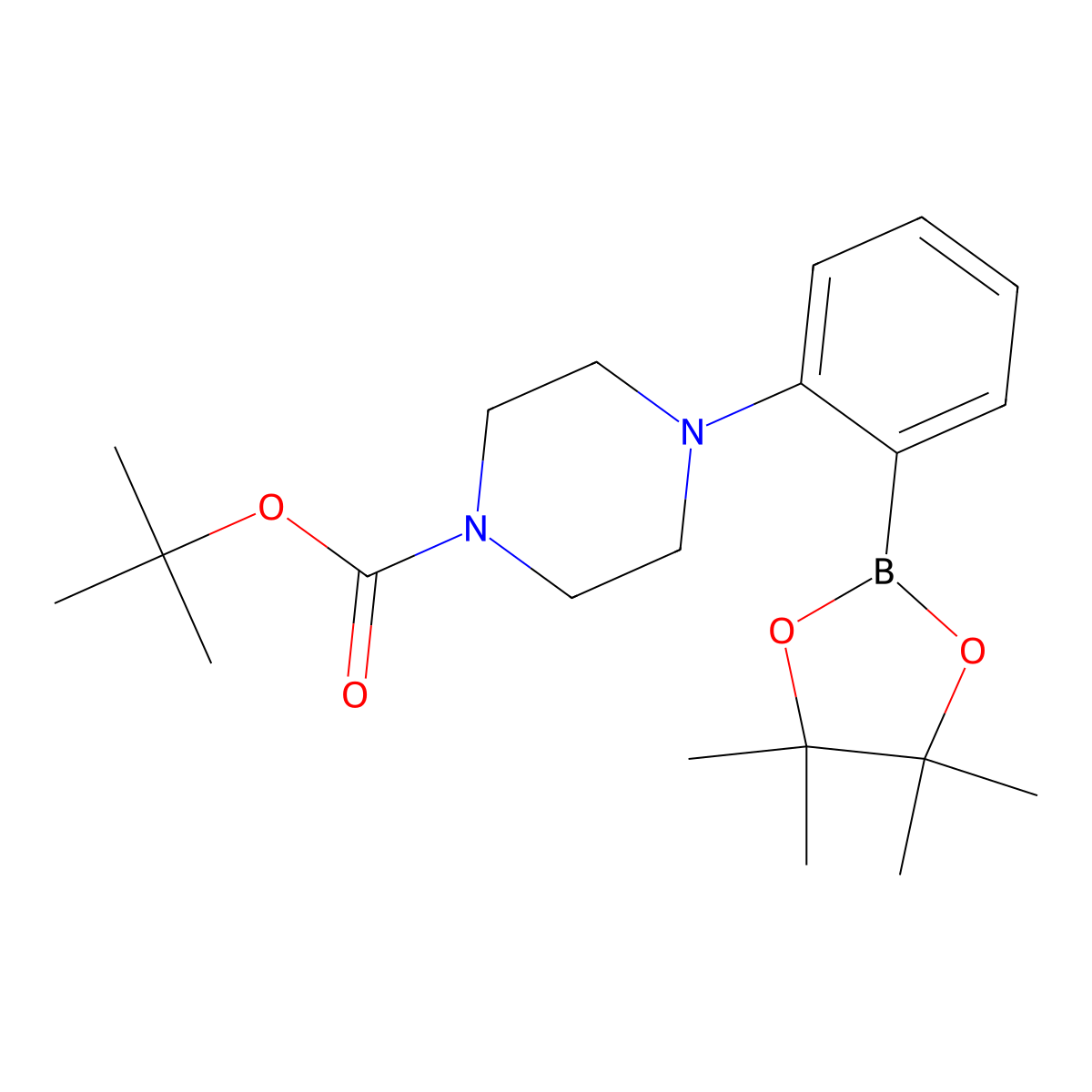 tert-Butyl 4-(2-(4,4,5,5-tetramethyl-1,3,2-dioxaborolan-2-yl)phenyl)piperazine-1-carboxylate molecular structure, CAS 1073354-59-2