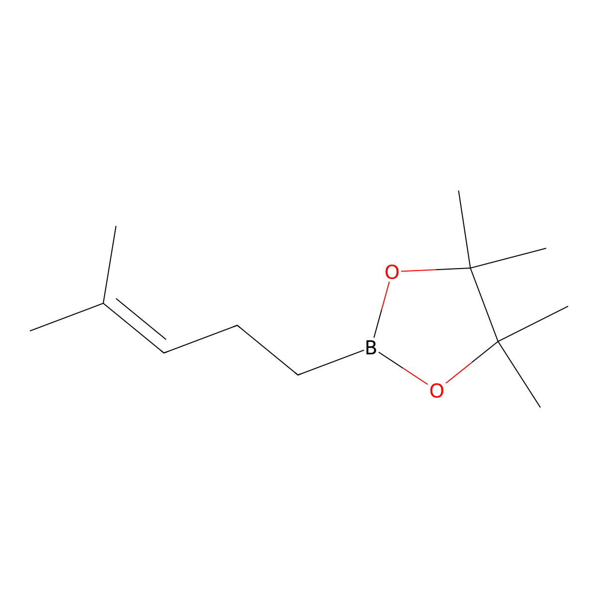 4,4,5,5-Tetramethyl-2-(4-methylpent-3-en-1-yl)-1,3,2-dioxaborolane molecular structure, CAS 1073354-67-2