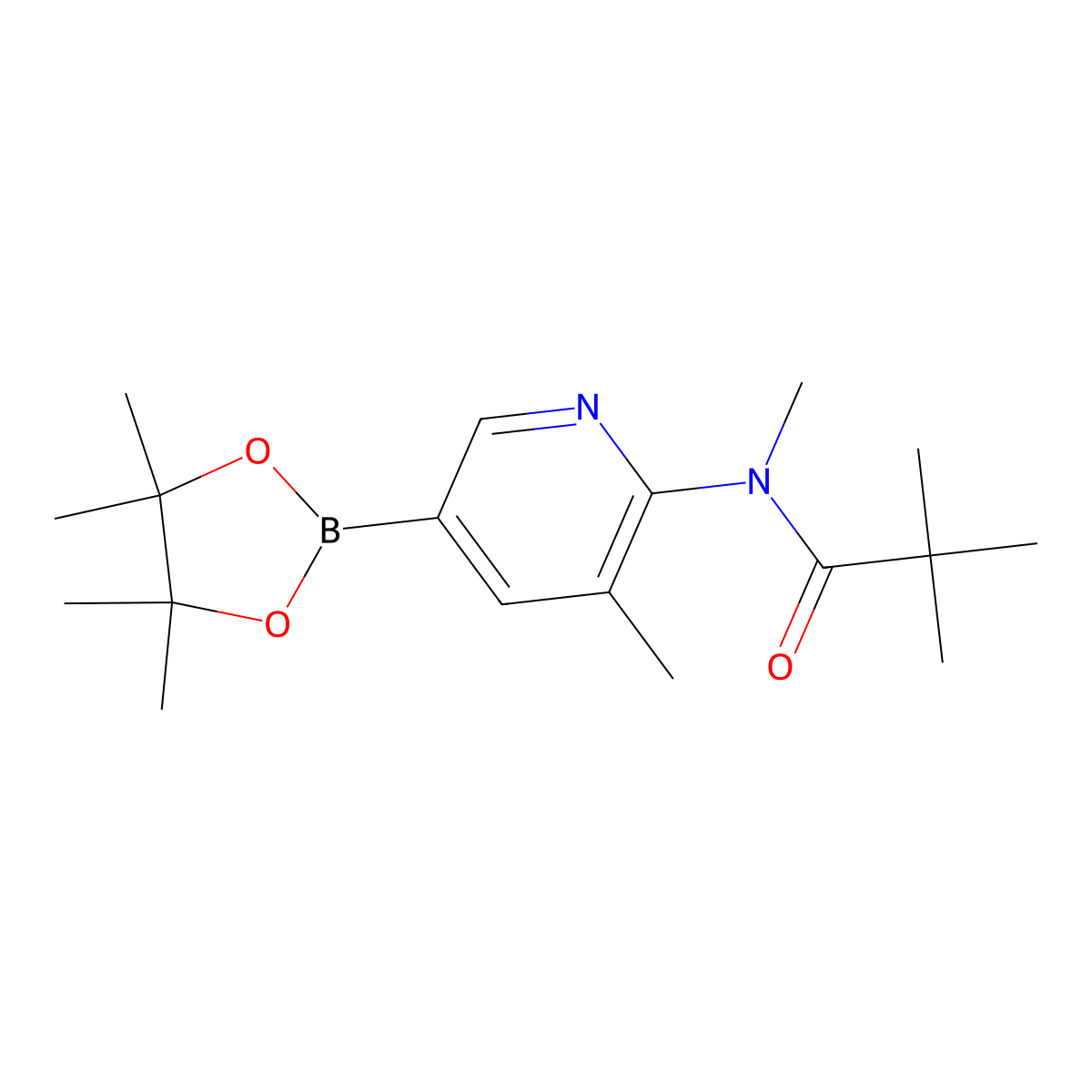 N,2,2-Trimethyl-N-[3-methyl-5-(4,4,5,5-tetramethyl-1,3,2-dioxaborolan-2-yl)-2-pyridinyl]propanamide molecular structure, CAS 1073354-77-4
