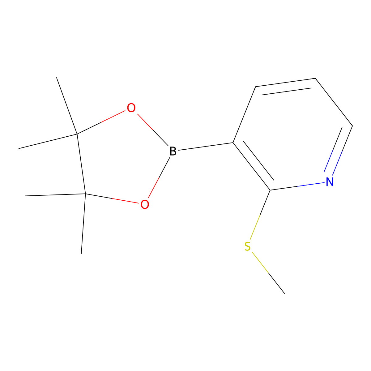 2-(Methylsulfanyl)-3-(4,4,5,5-tetramethyl-1,3,2-dioxaborolan-2-yl)pyridine molecular structure, CAS 1073354-78-5
