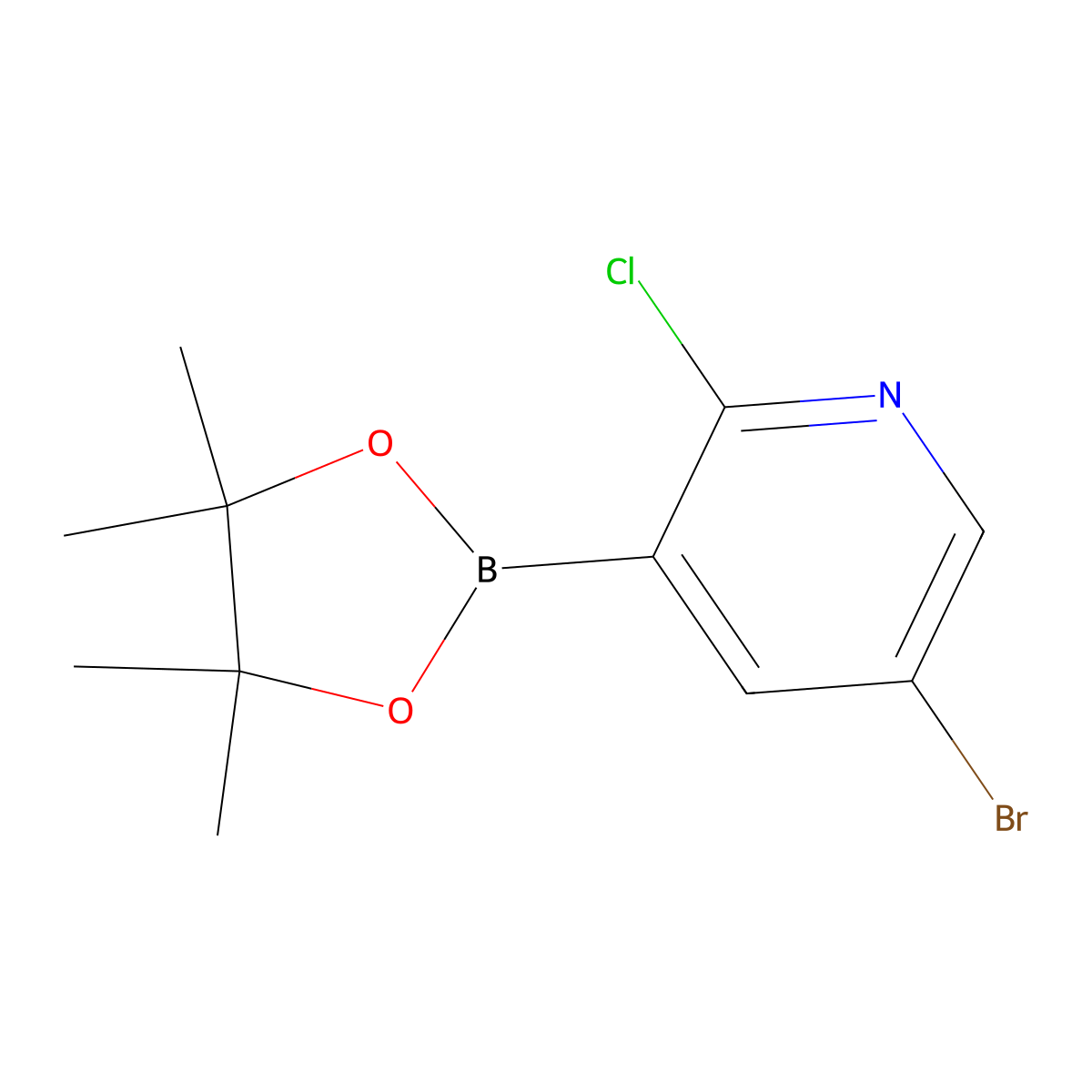 5-Bromo-2-chloro-3-(4,4,5,5-tetramethyl-1,3,2-dioxaborolan-2-yl)pyridine molecular structure, CAS 1073354-79-6