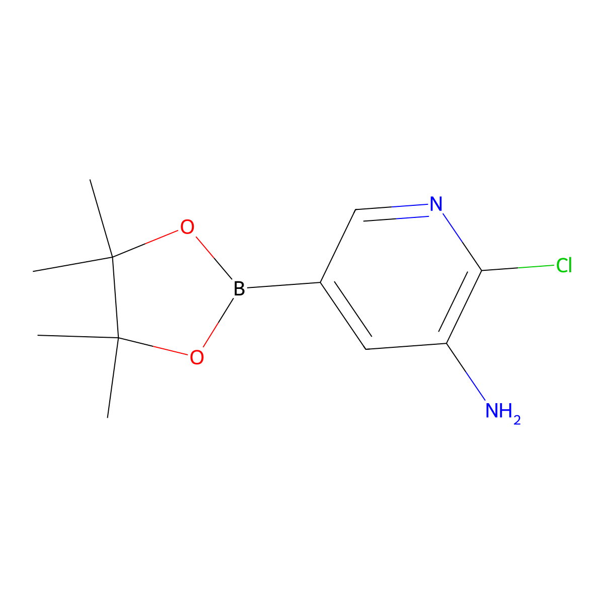 2-Chloro-5-(4,4,5,5-tetramethyl-1,3,2-dioxaborolan-2-yl)pyridin-3-amine molecular structure, CAS 1073354-96-7