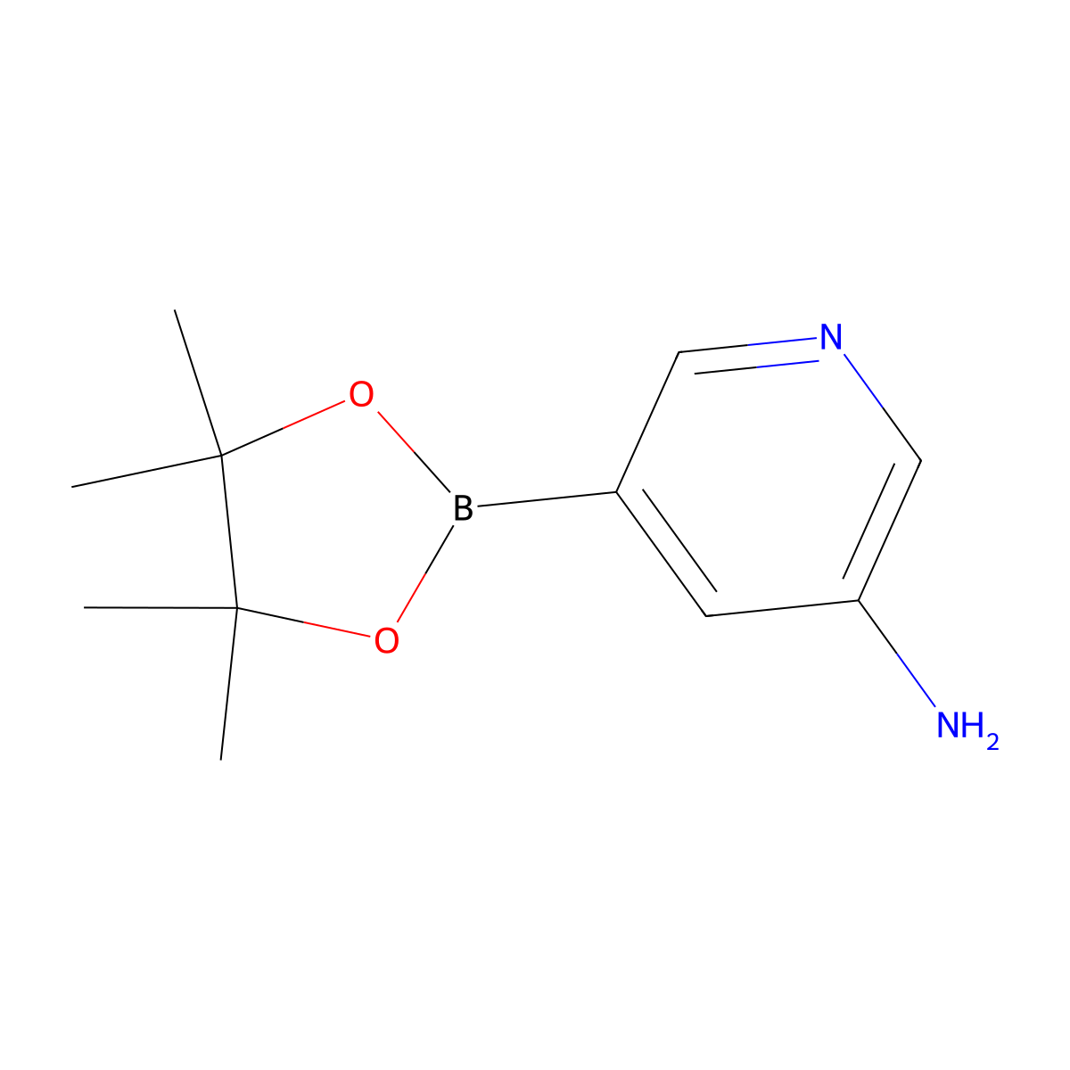 5-(4,4,5,5-Tetramethyl-1,3,2-dioxaborolan-2-yl)-3-pyridinamine molecular structure, CAS 1073354-99-0