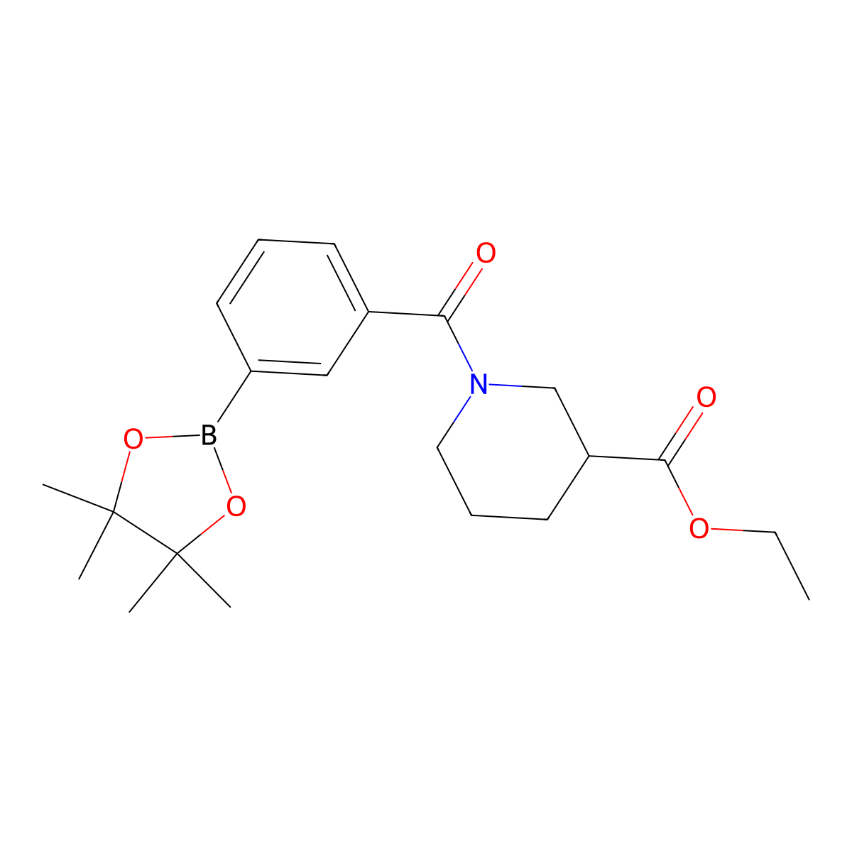 Ethyl 1-(3-(4,4,5,5-tetramethyl-1,3,2-dioxaborolan-2-yl)benzoyl)piperidine-3-carboxylate molecular structure, CAS 1073355-04-0