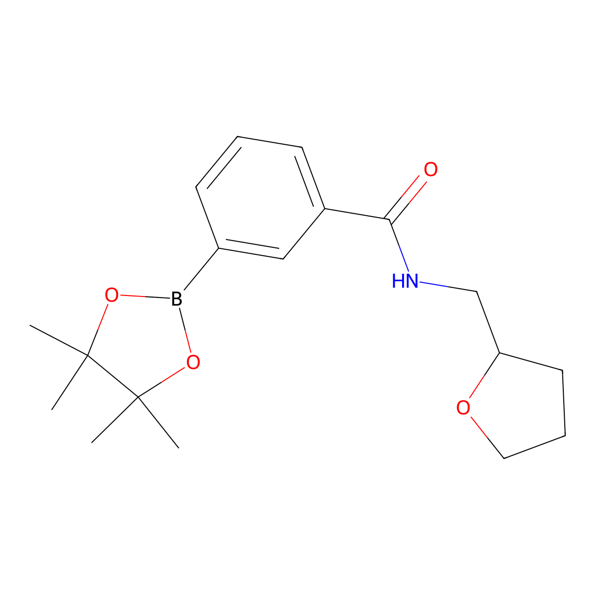 N-[(Tetrahydro-2-furanyl)methyl]-3-(4,4,5,5-tetramethyl-1,3,2-dioxaborolan-2-yl)benzamide molecular structure, CAS 1073355-06-2