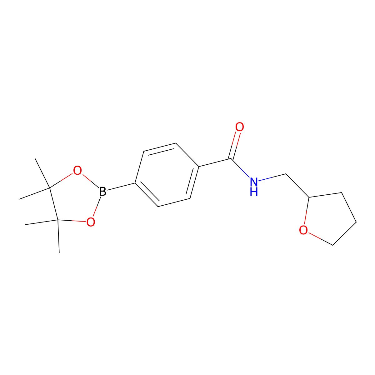 (4-(Tetrahydrofurfurylamino-1-carbonyl)phenyl)boronic acid pinacol ester molecular structure, CAS 1073355-09-5