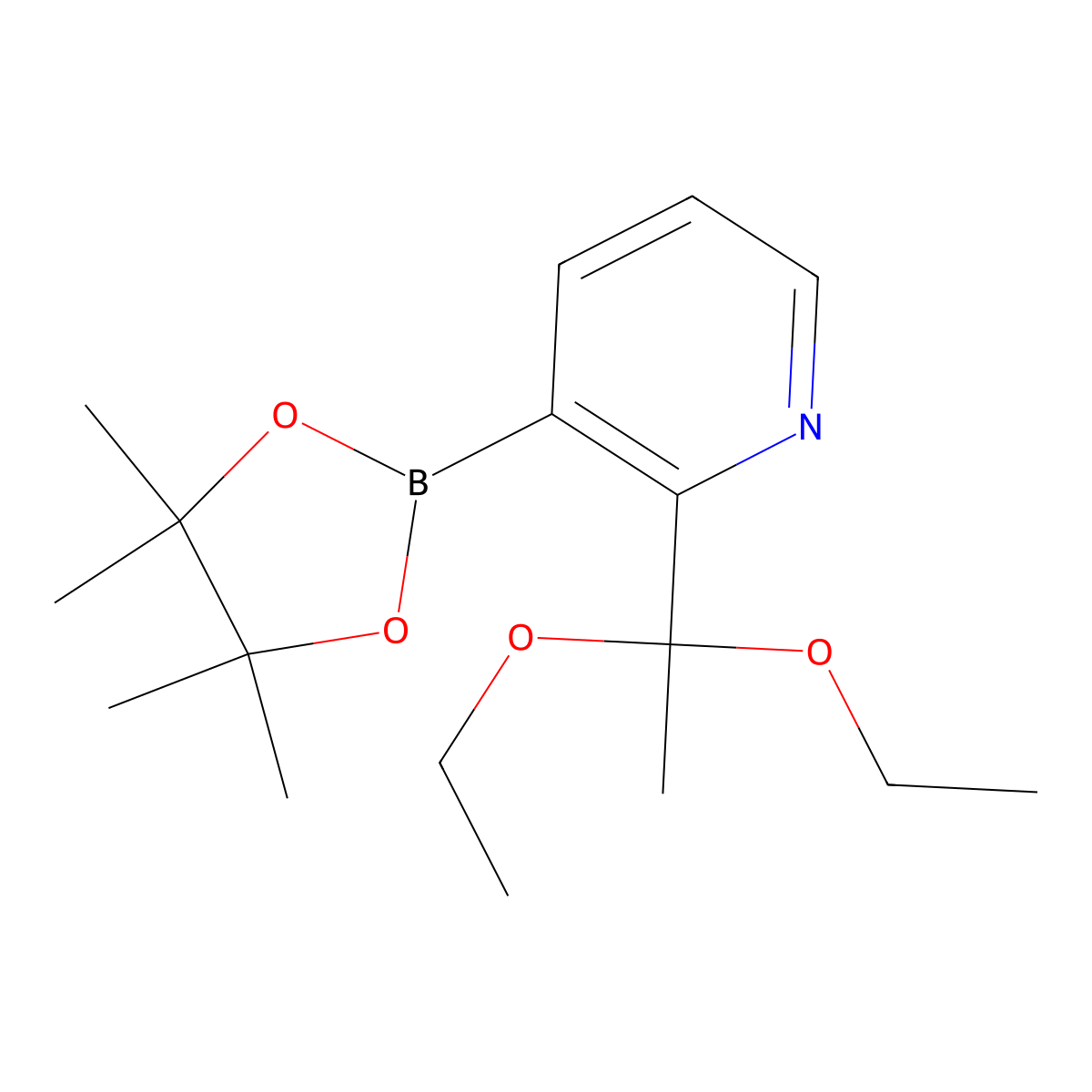 2-(1,1-Diethoxyethyl)-3-(4,4,5,5-tetramethyl-1,3,2-dioxaborolan-2-yl)pyridine molecular structure, CAS 1073355-12-0