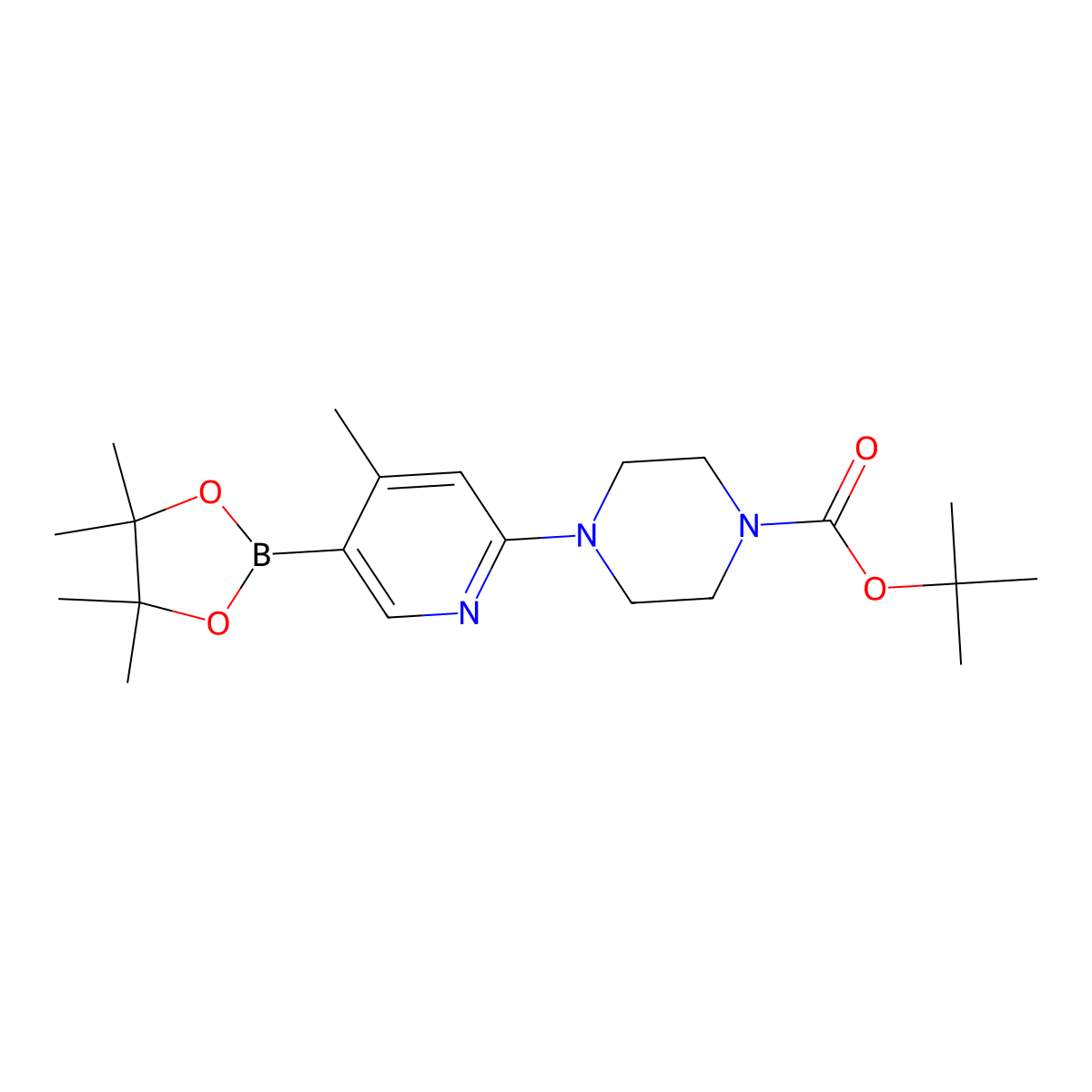 2-(4-Boc-piperazin-1-yl)-4-methylpyridine-5-boronic acid pinacol ester molecular structure, CAS 1073355-13-1