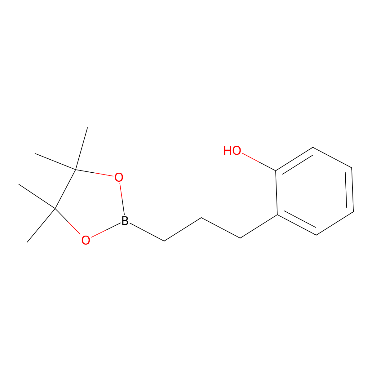2-(3-(4,4,5,5-Tetramethyl-1,3,2-dioxaborolan-2-yl)propyl)phenol molecular structure, CAS 1073355-25-5
