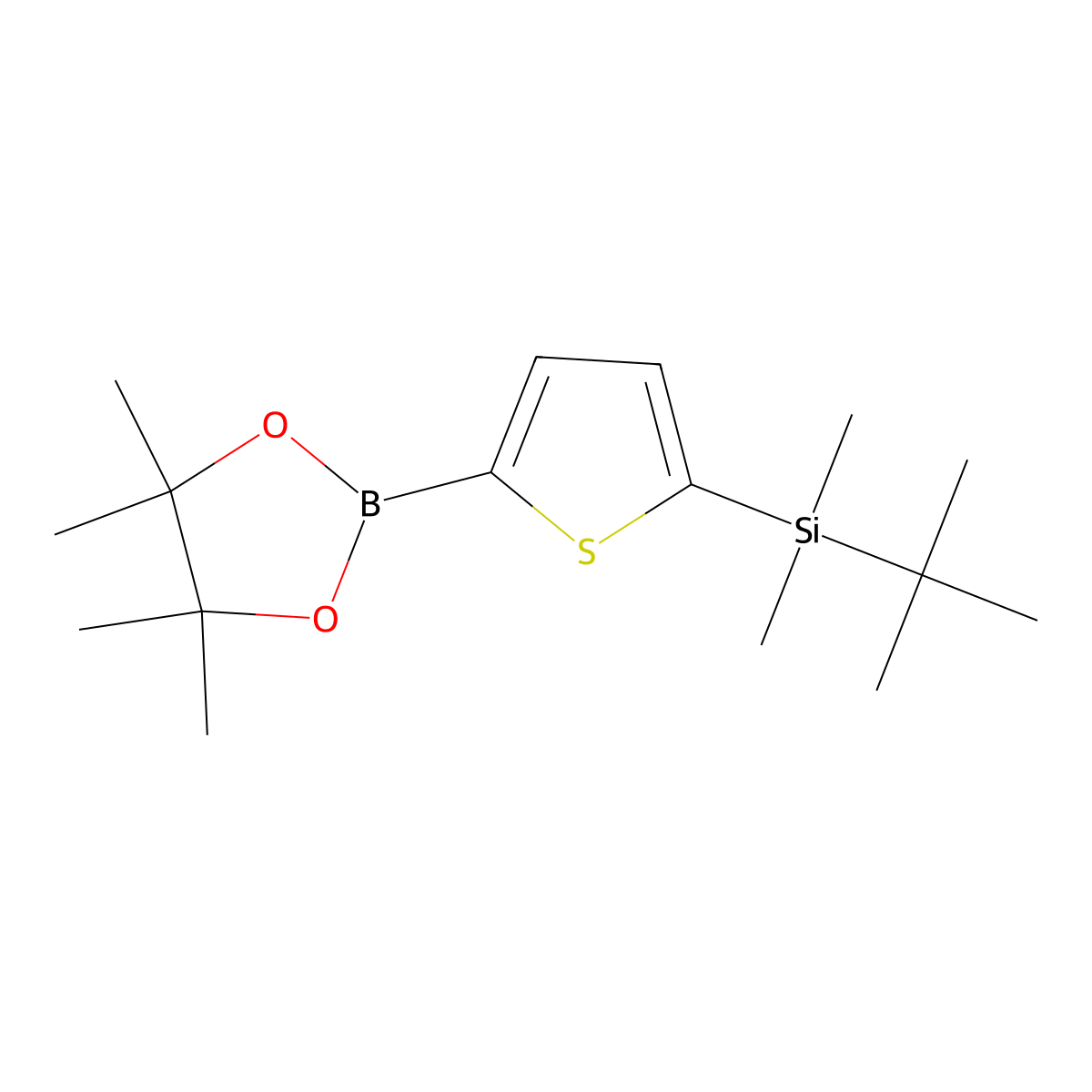 tert-Butyldimethyl(5-(4,4,5,5-tetramethyl-1,3,2-dioxaborolan-2-yl)thiophen-2-yl)silane molecular structure, CAS 1073371-74-0