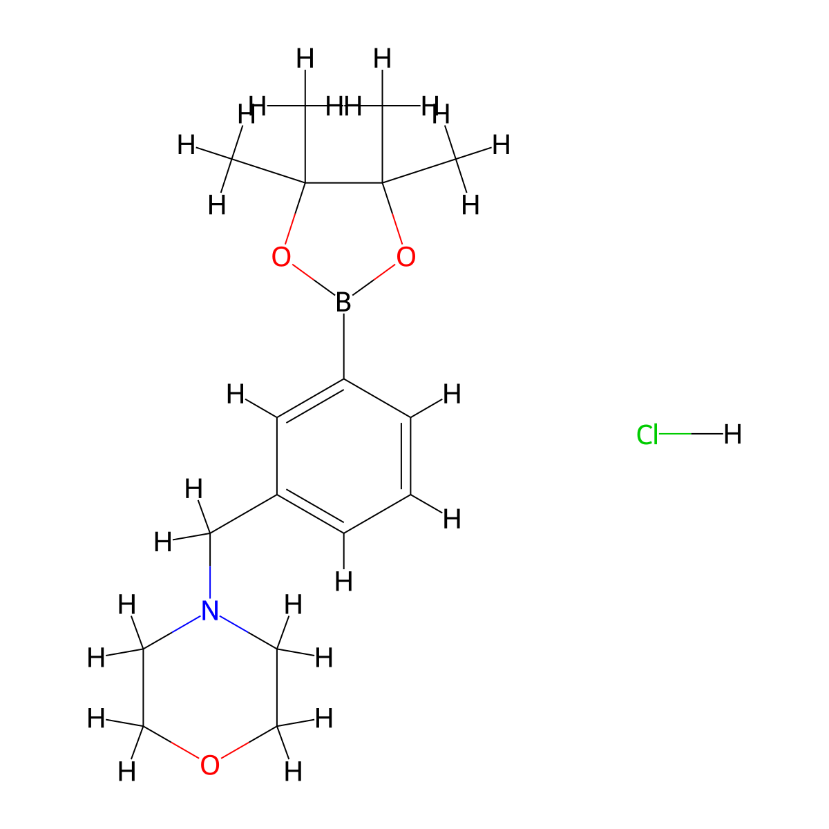 4-(3-(4,4,5,5-Tetramethyl-1,3,2-dioxaborolan-2-yl)benzyl)morpholine hydrochloride molecular structure, CAS 1073371-76-2