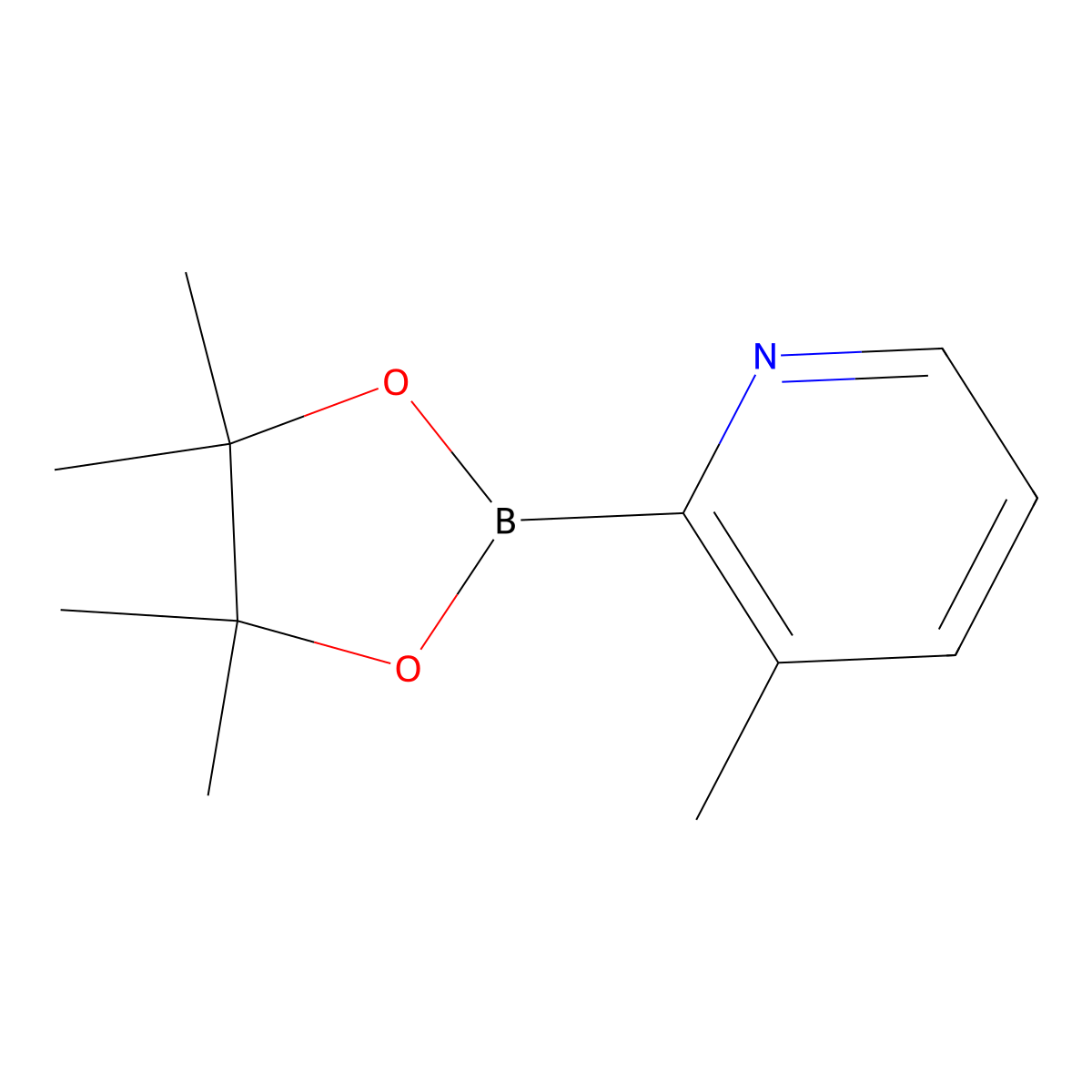 3-Methyl-2-(4,4,5,5-tetramethyl-1,3,2-dioxaborolan-2-yl)pyridine molecular structure, CAS 1073371-84-2