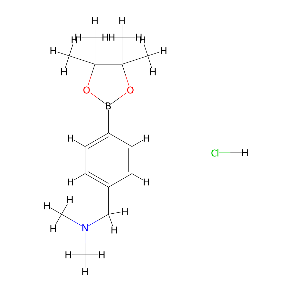 Dimethyl({[4-(tetramethyl-1,3,2-dioxaborolan-2-yl)phenyl]methyl})amine hydrochloride molecular structure, CAS 1073371-85-3