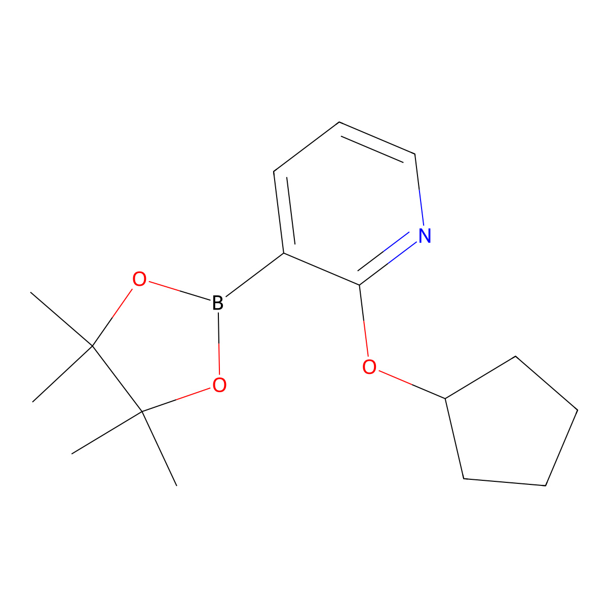 2-(Cyclopentyloxy)-3-(4,4,5,5-tetramethyl-1,3,2-dioxaborolan-2-YL)pyridine molecular structure, CAS 1073371-90-0